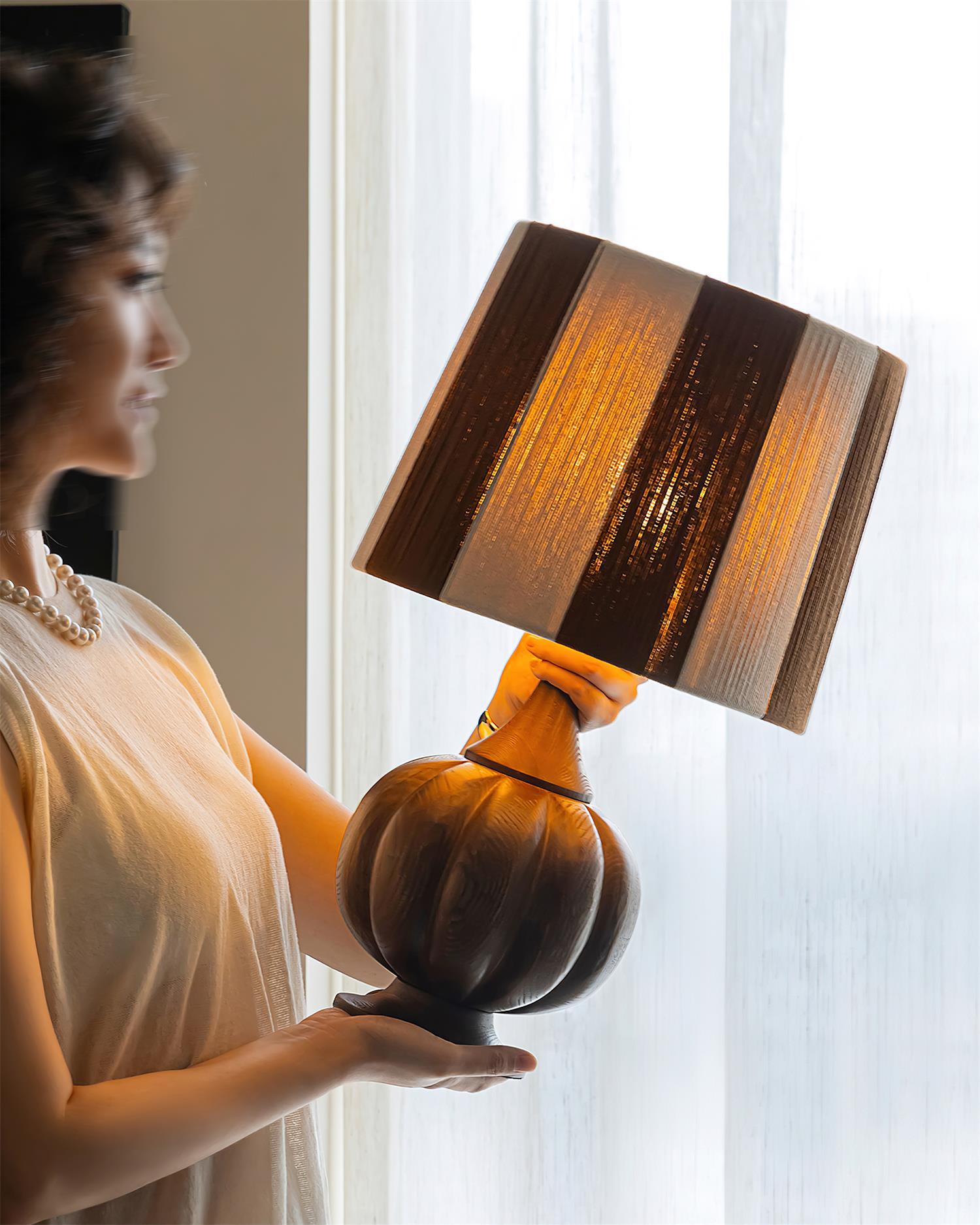 StriVibe Wood Stripe Table Lamp