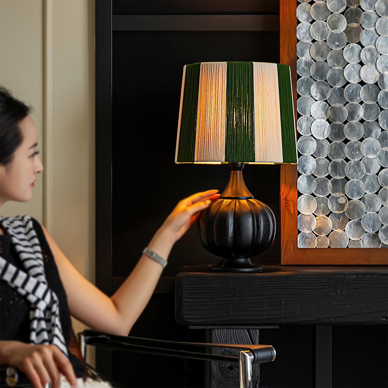 StriVibe Wood Stripe Table Lamp