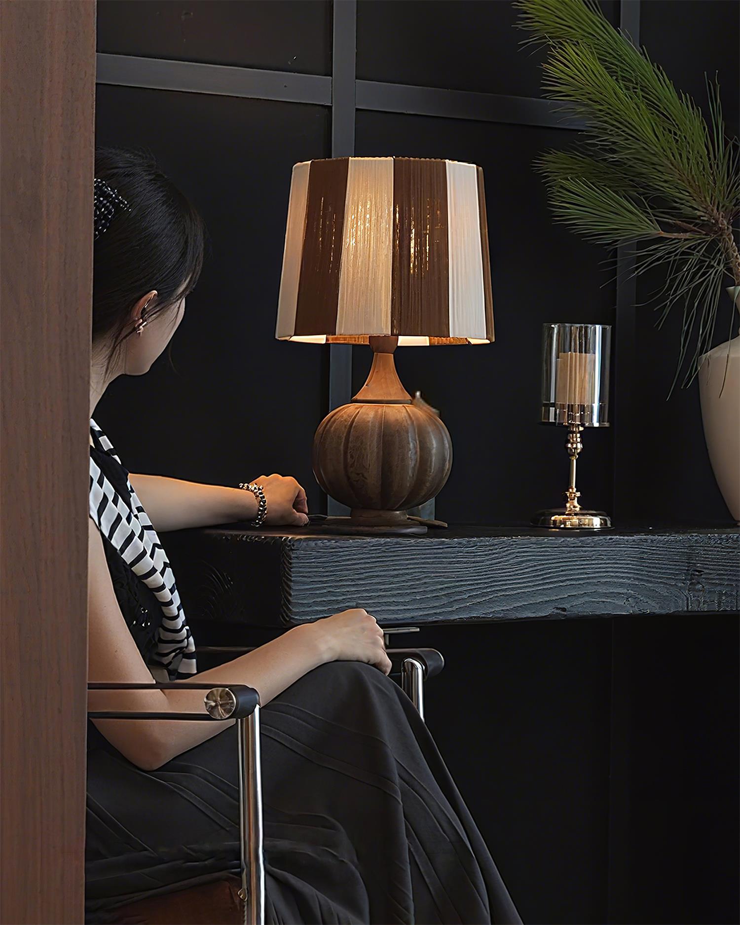 StriVibe Wood Stripe Table Lamp