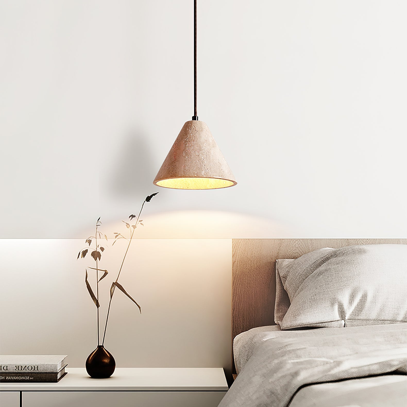 Vaelior Dome Shade Travertine Pendant Light - Blowlighting