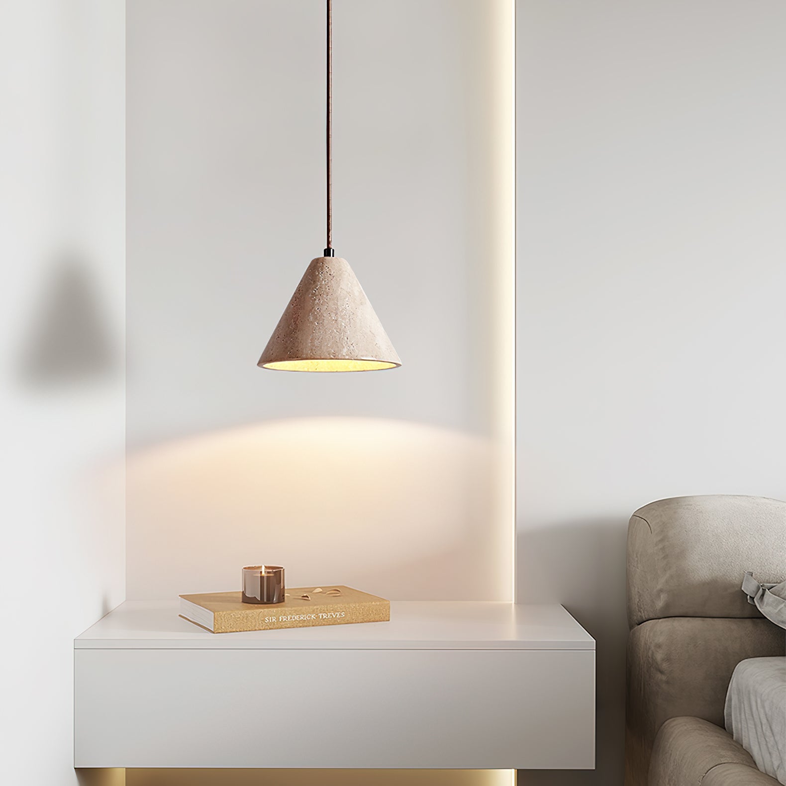 Vaelior Dome Shade Travertine Pendant Light - Blowlighting