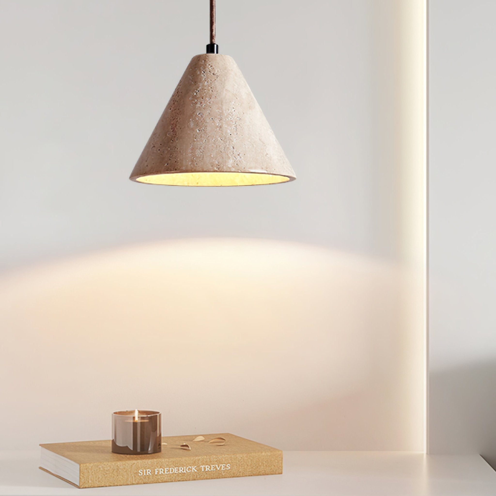 Vaelior Dome Shade Travertine Pendant Light - Blowlighting