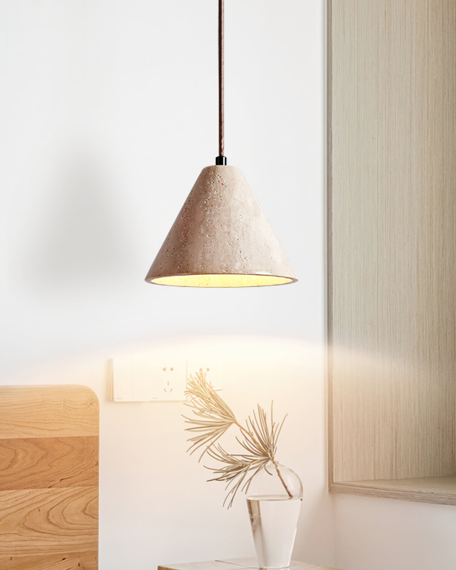 Vaelior Dome Shade Travertine Pendant Light - Blowlighting