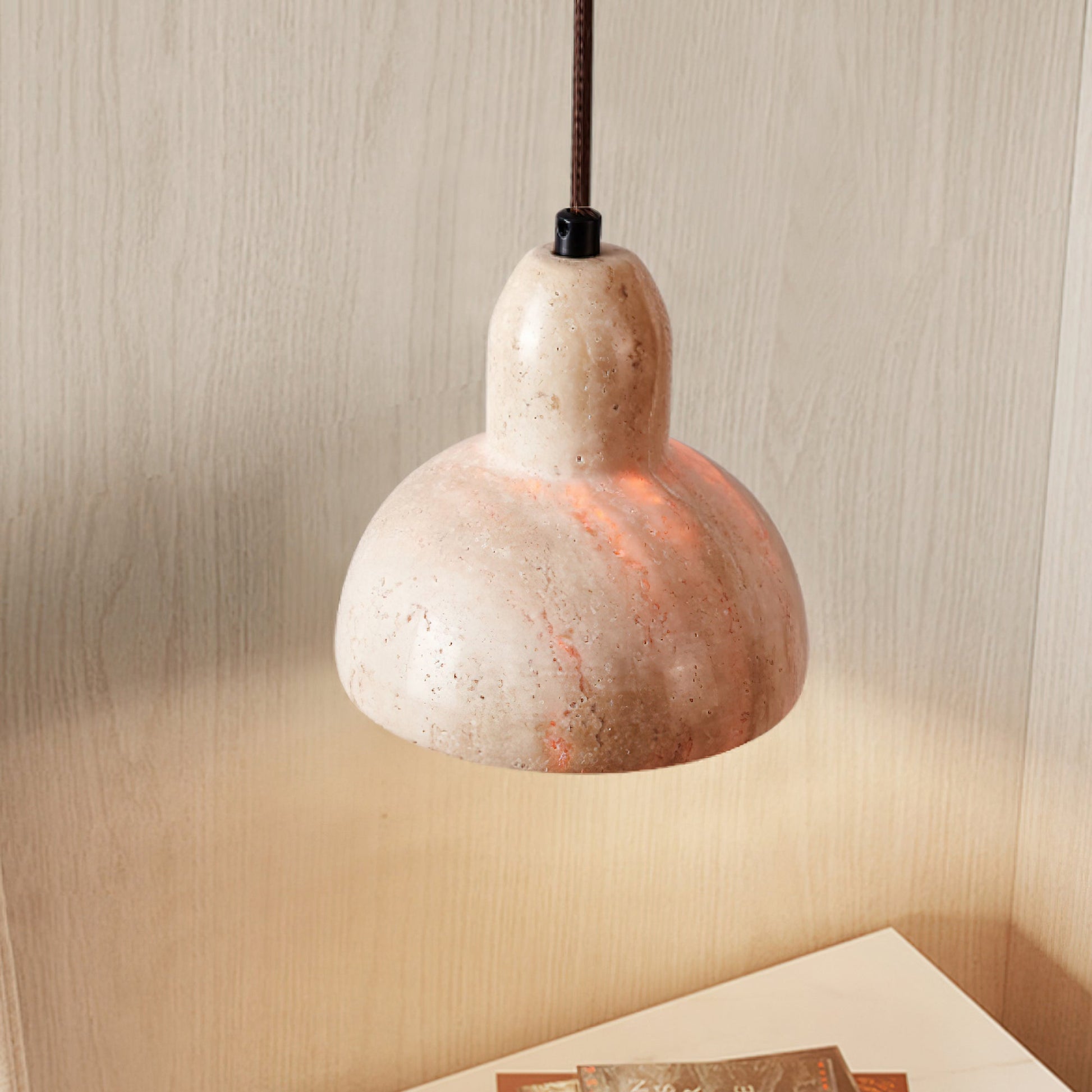 Vaelior Dome Shade Travertine Pendant Light - Blowlighting