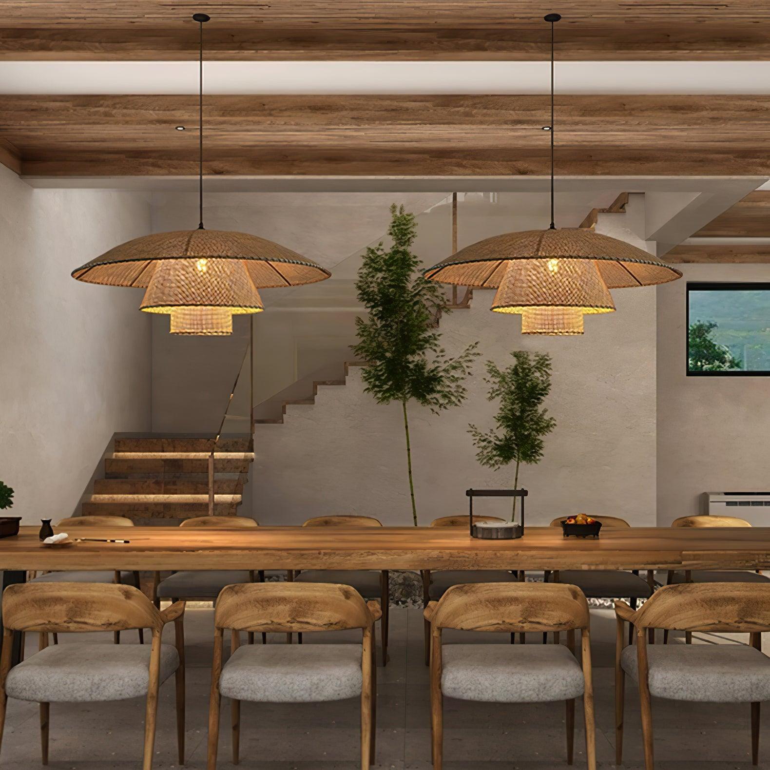 Hat Weave Rattan Pendant Lamp - Blowlighting