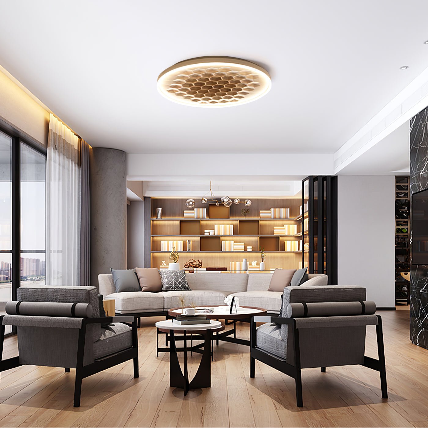 Cevynira Textured Bronze Flush Mount - Blowlighting