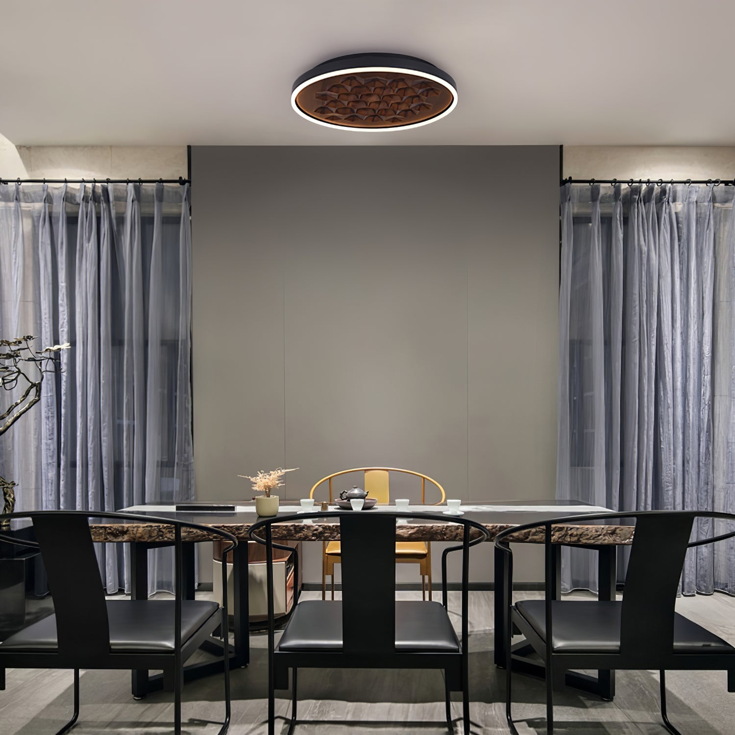 Cevynira Textured Bronze Flush Mount - Blowlighting