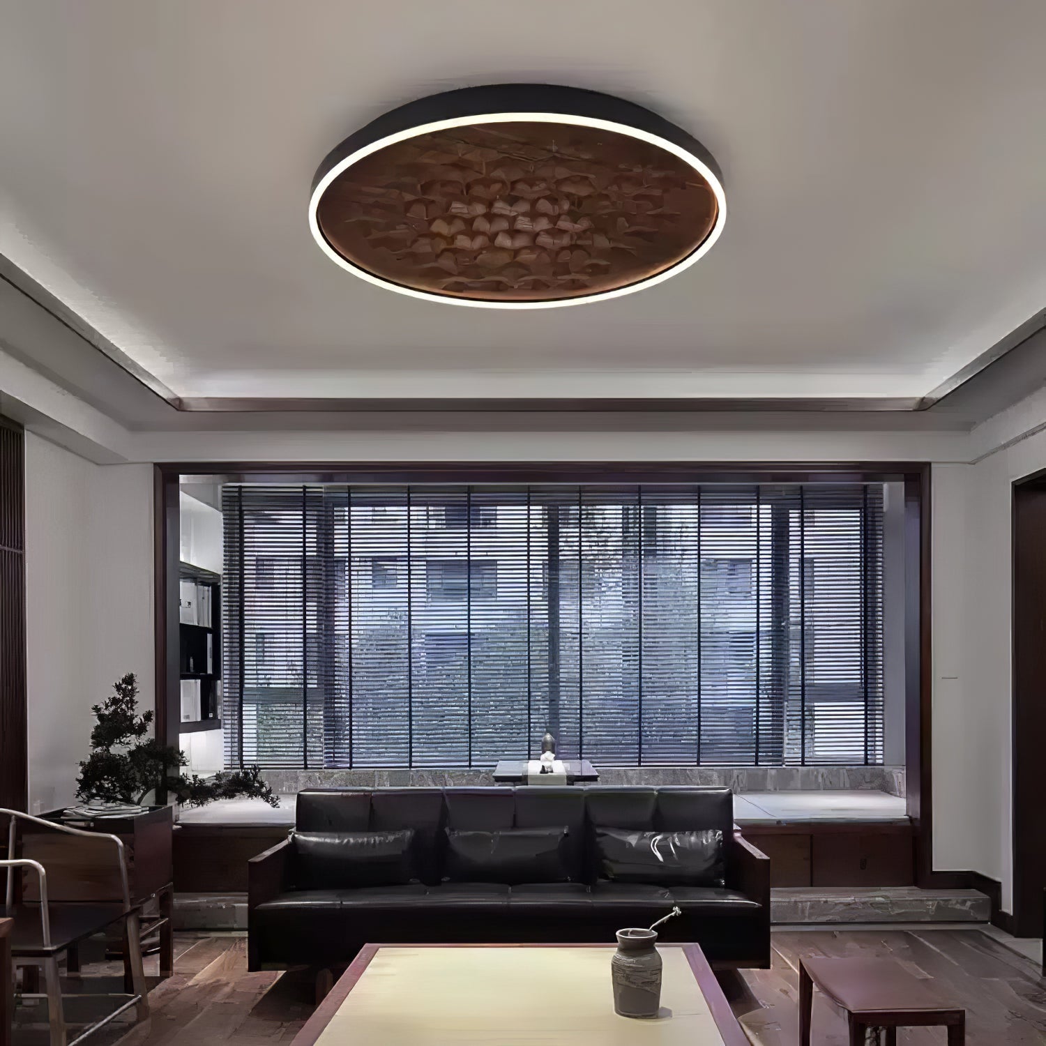 Cevynira Textured Bronze Flush Mount - Blowlighting