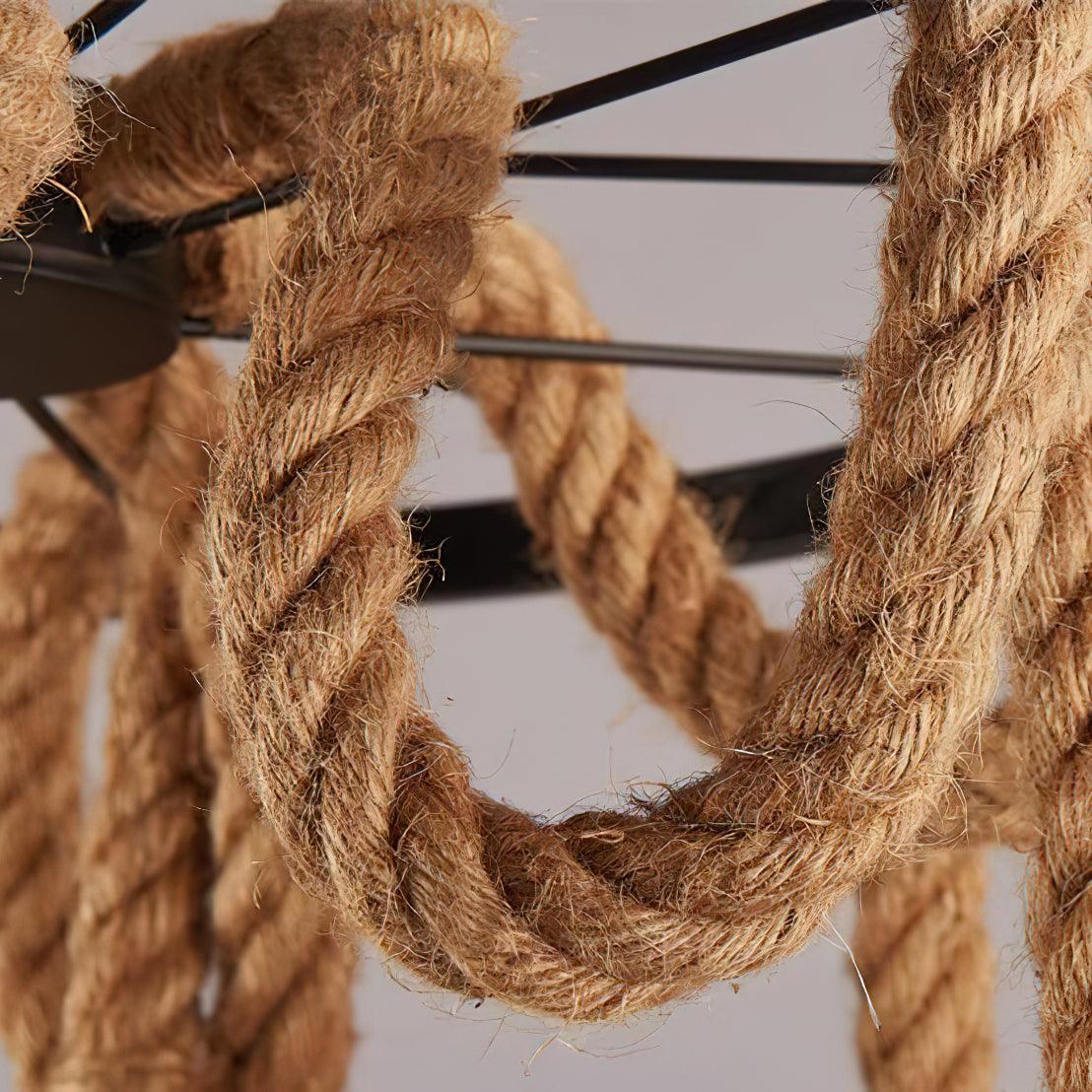 Hemp Rope Industrial Six Head Chandelier - Blowlighting