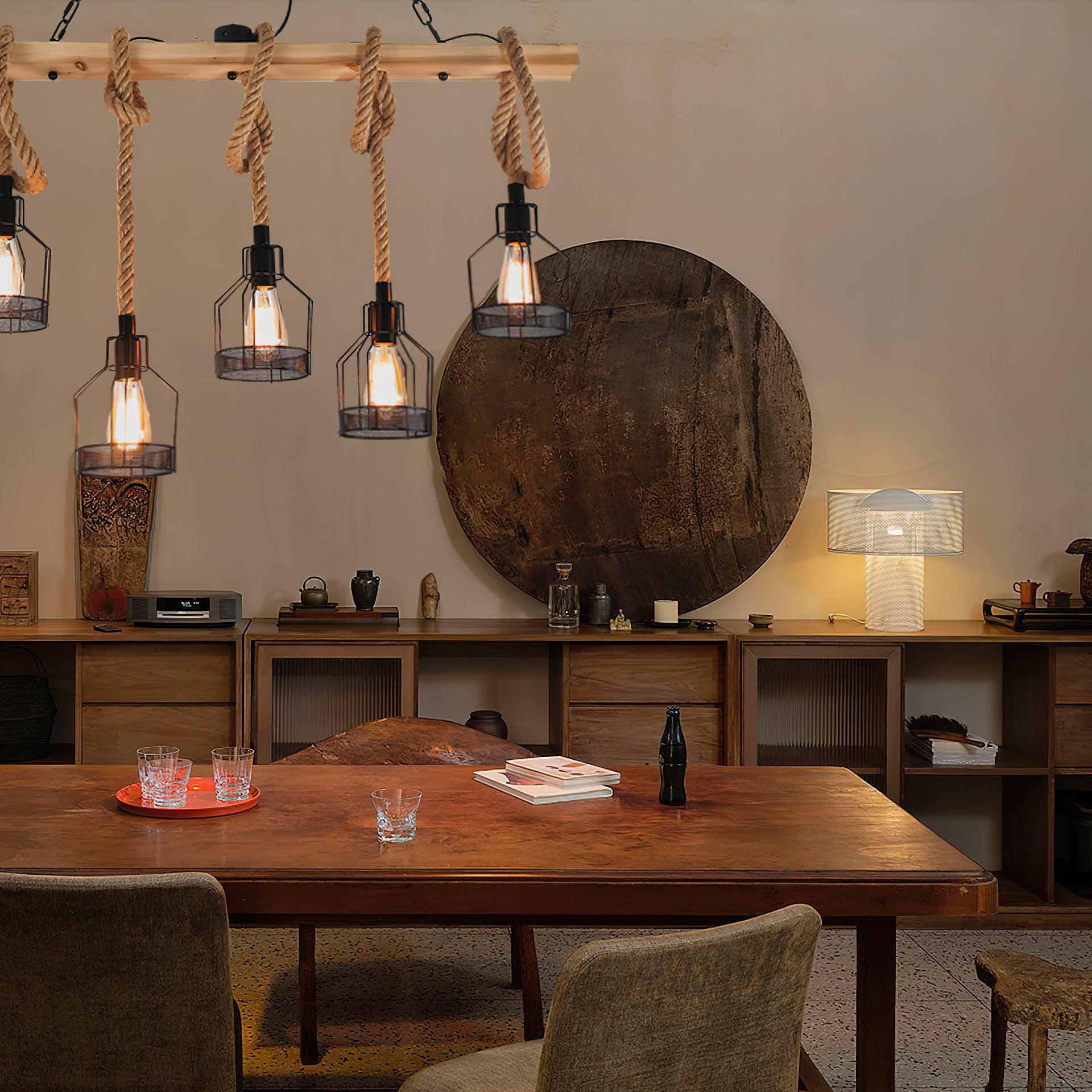 Hemp Rope Industrial Grenade Chandelier - Blowlighting
