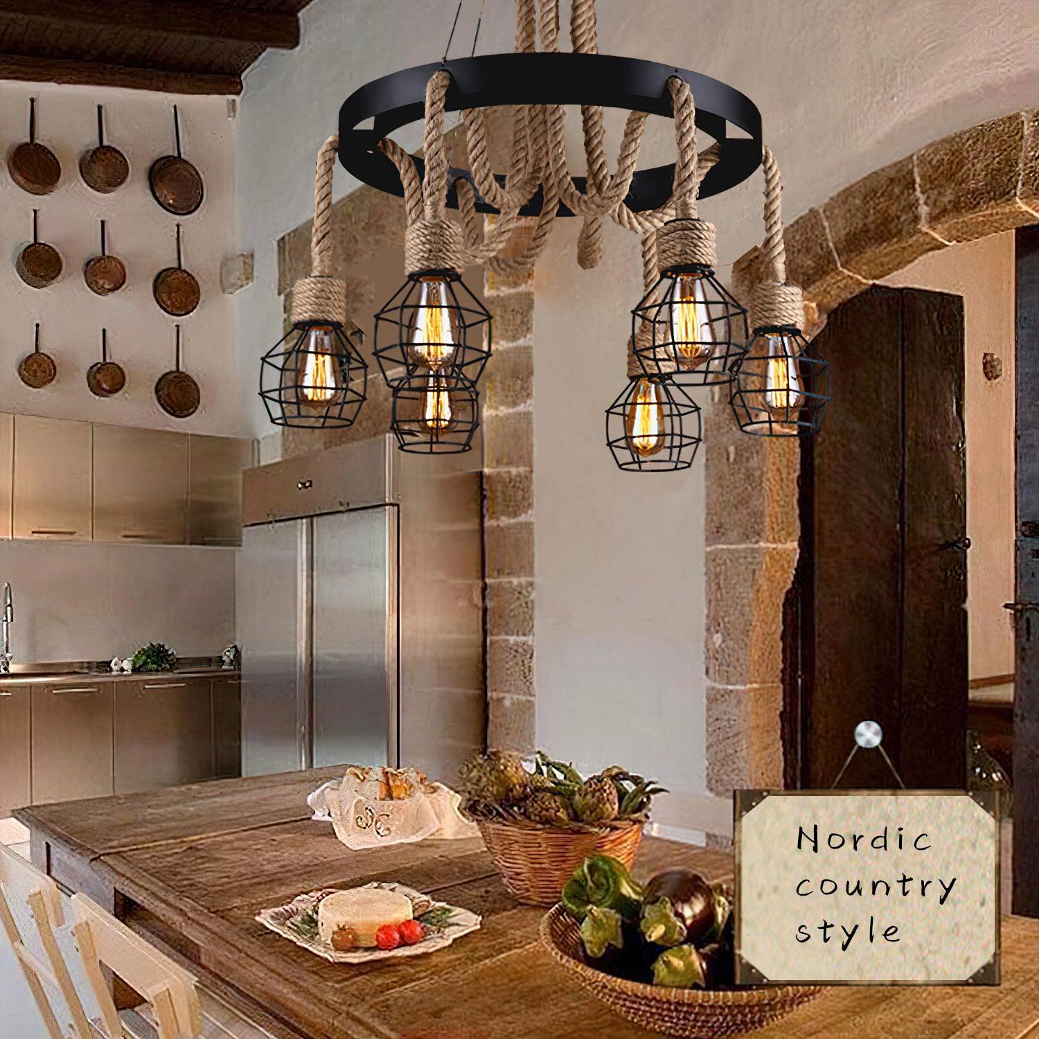 Hemp Rope Industrial Starfall Chandelier - Blowlighting