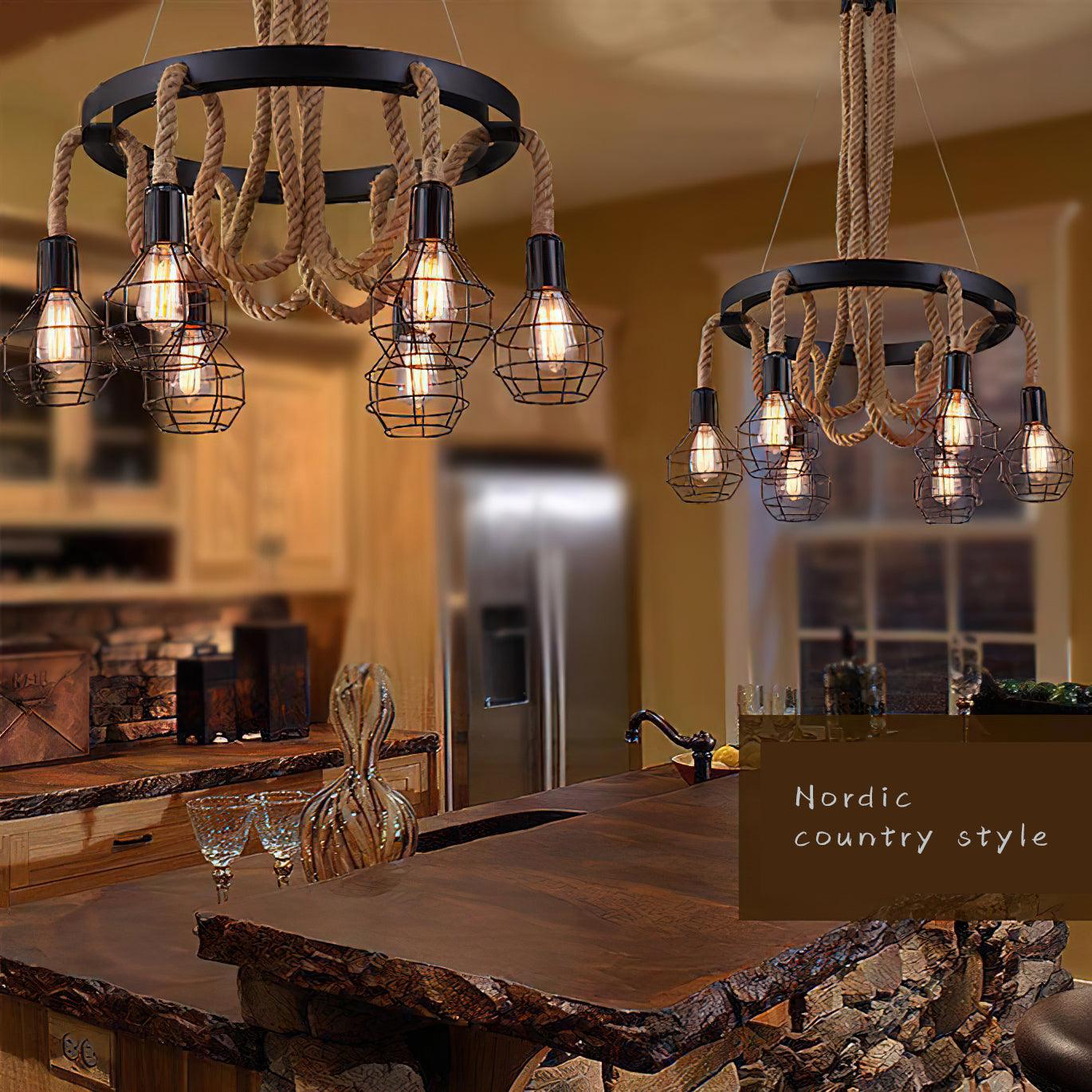 Hemp Rope Industrial Starfall Chandelier - Blowlighting