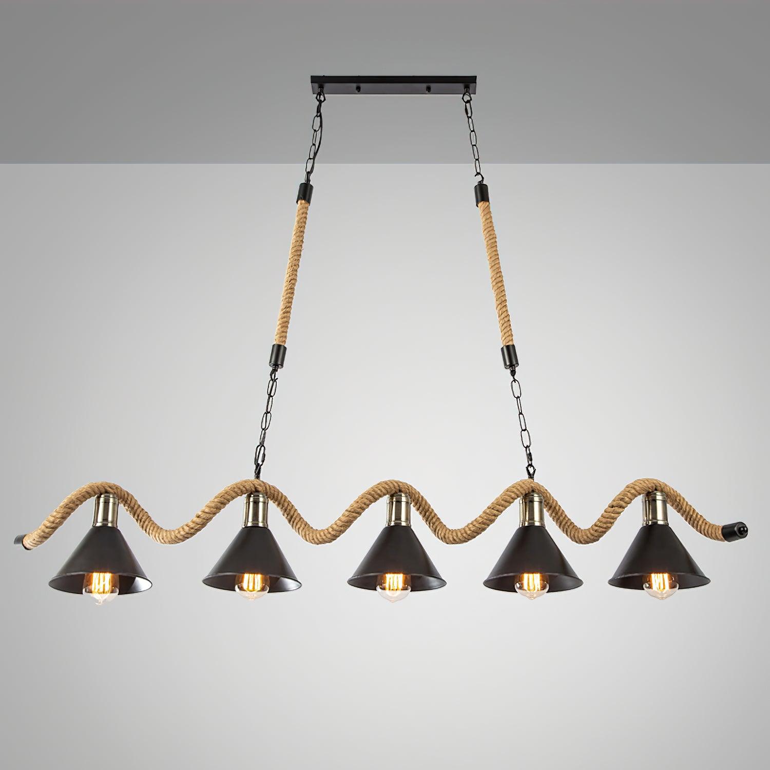 Hemp Rope Industrial Wave Chandelier - Blowlighting