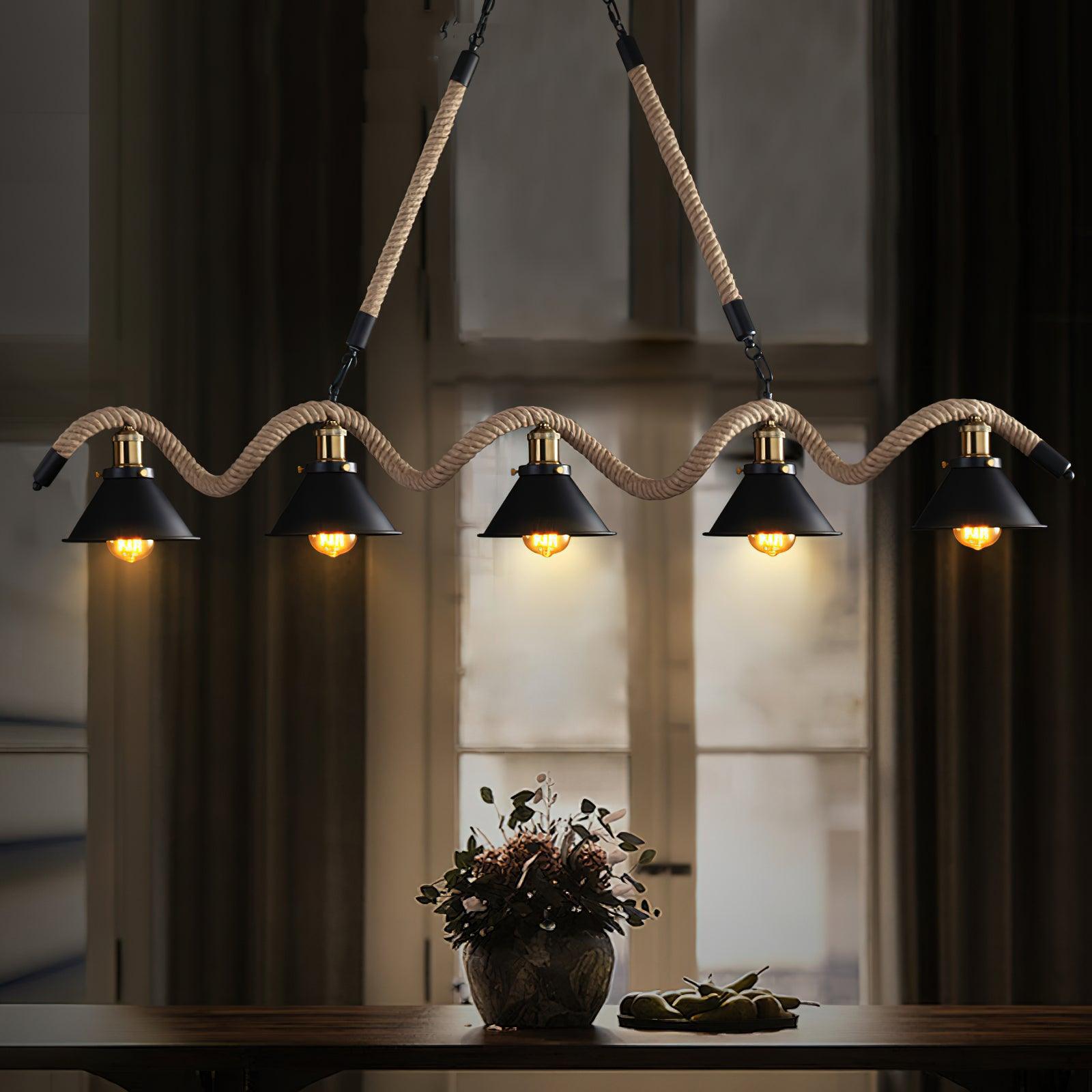 Hemp Rope Industrial Wave Chandelier - Blowlighting
