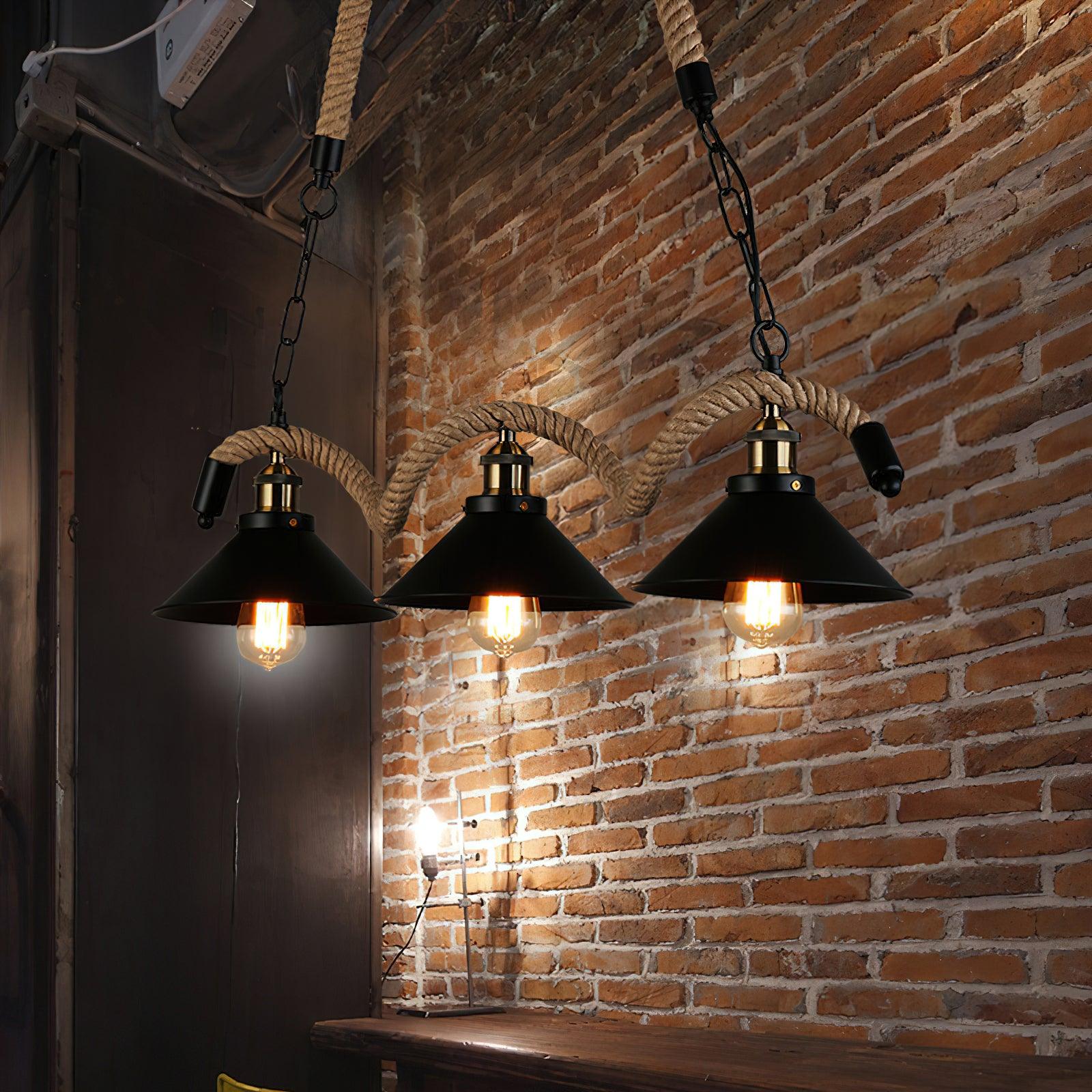 Hemp Rope Industrial Wave Chandelier - Blowlighting