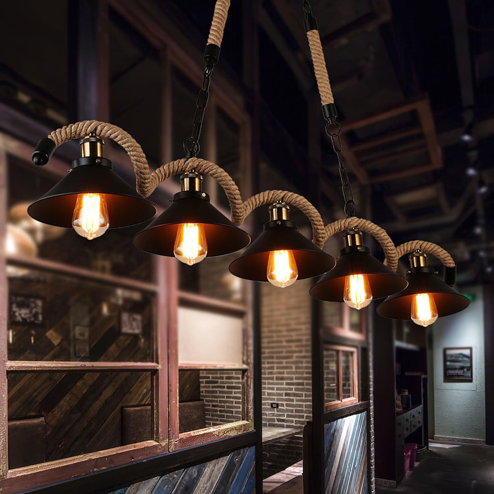Hemp Rope Industrial Wave Chandelier - Blowlighting