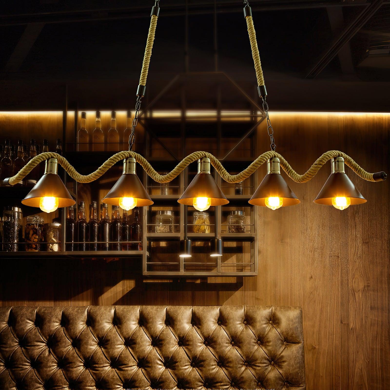 Hemp Rope Industrial Wave Chandelier - Blowlighting