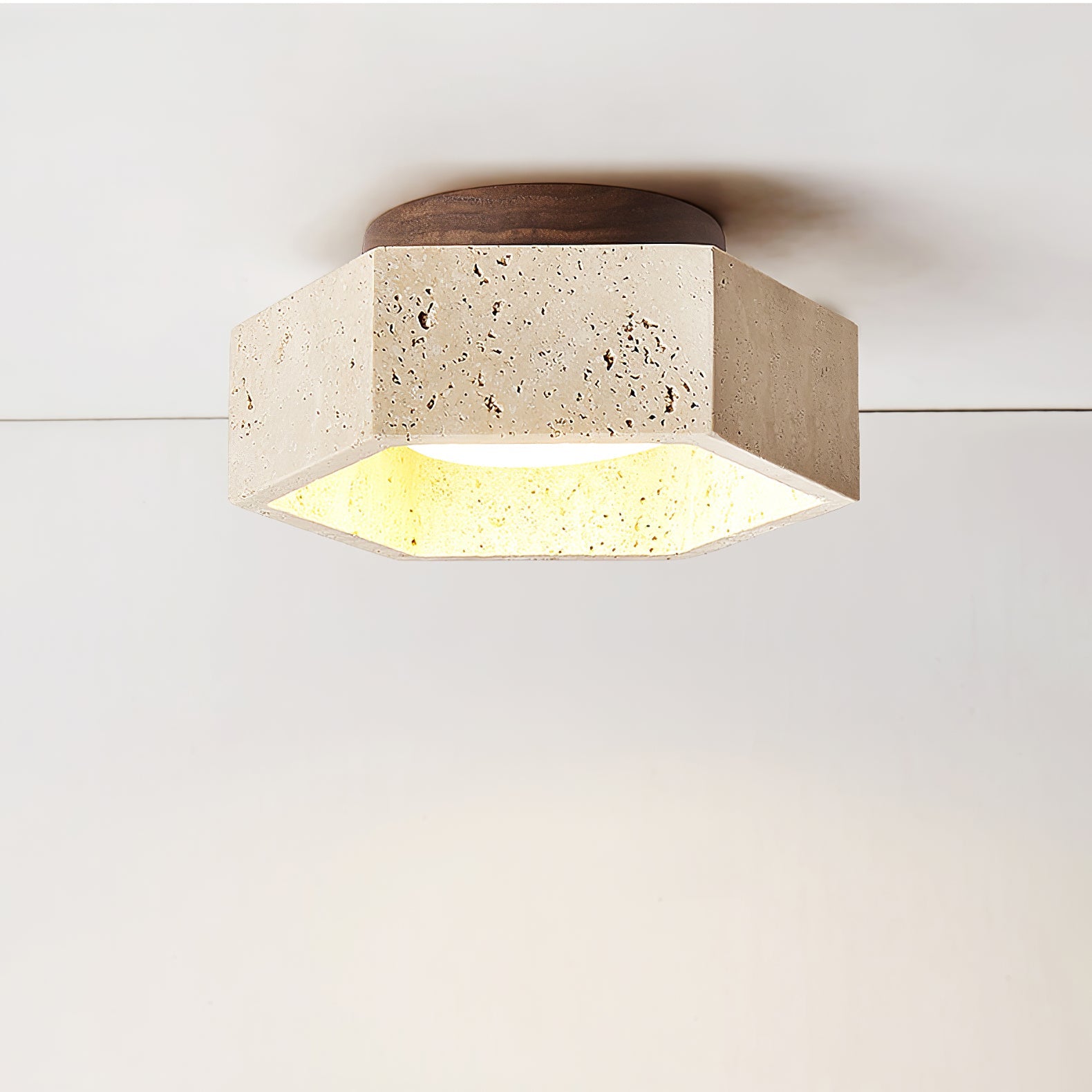 Hexara Travertine Ceiling Light - Blowlighting