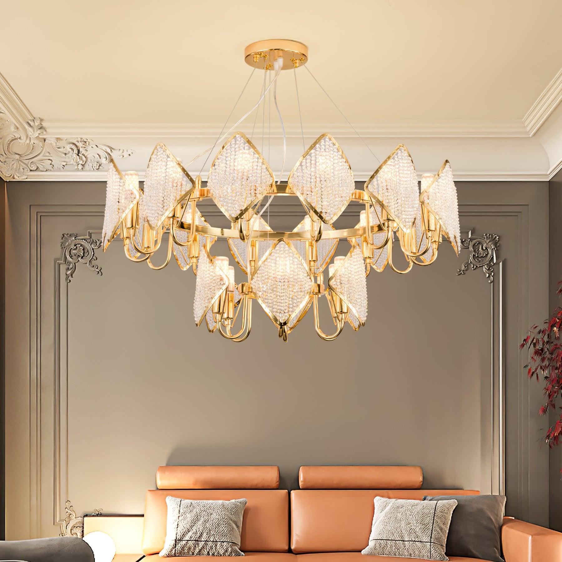 Aurora Chandelier Crystal Leaf Double-Tier - Blowlighting