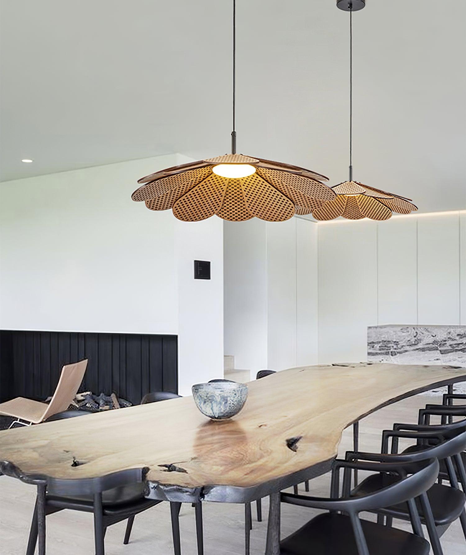 Zevarus Nordic Art Wabi-Sabi Metal Wood Pendant Light - Blowlighting