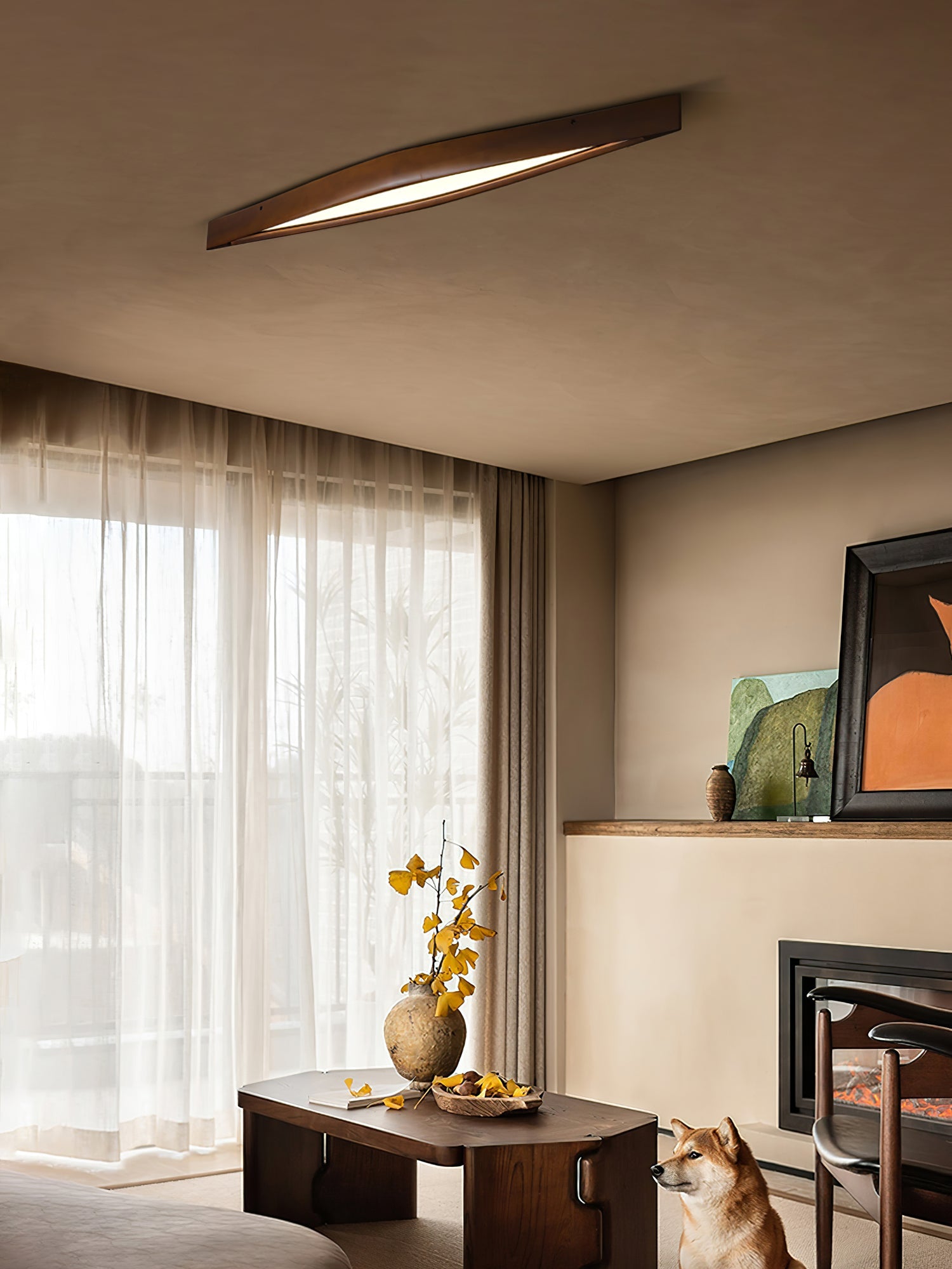 Horizon Linear Wood Ceiling Lamp - Blowlighting