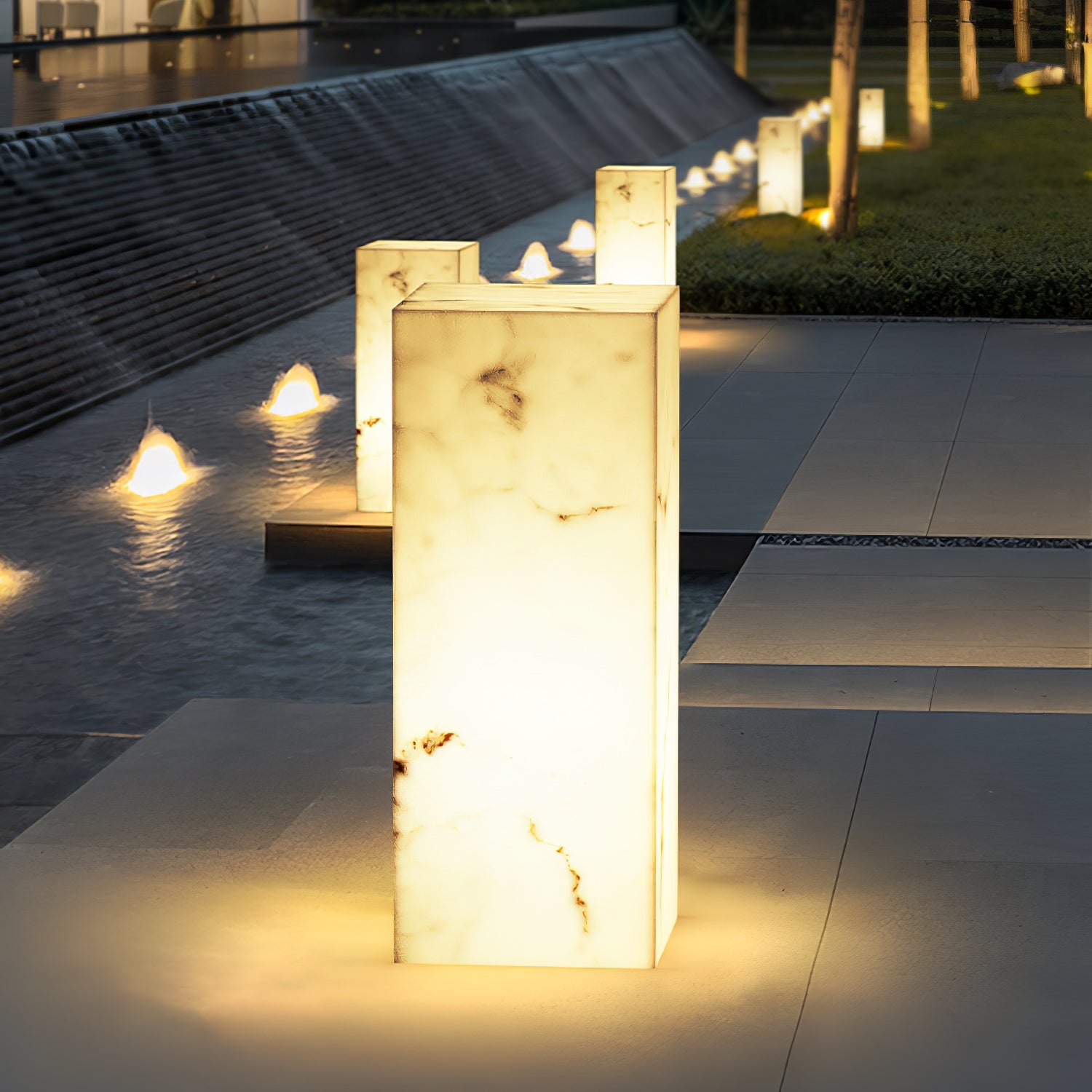 Ray Imitation Marble Cube Outdoor Light - Blowlighting