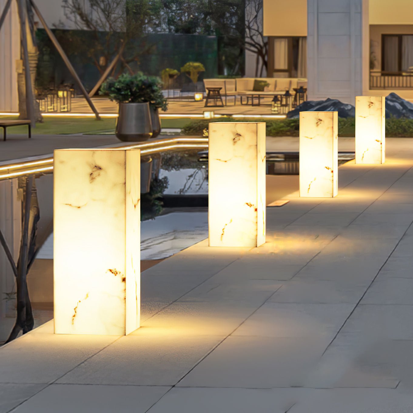 Ray Imitation Marble Cube Outdoor Light - Blowlighting