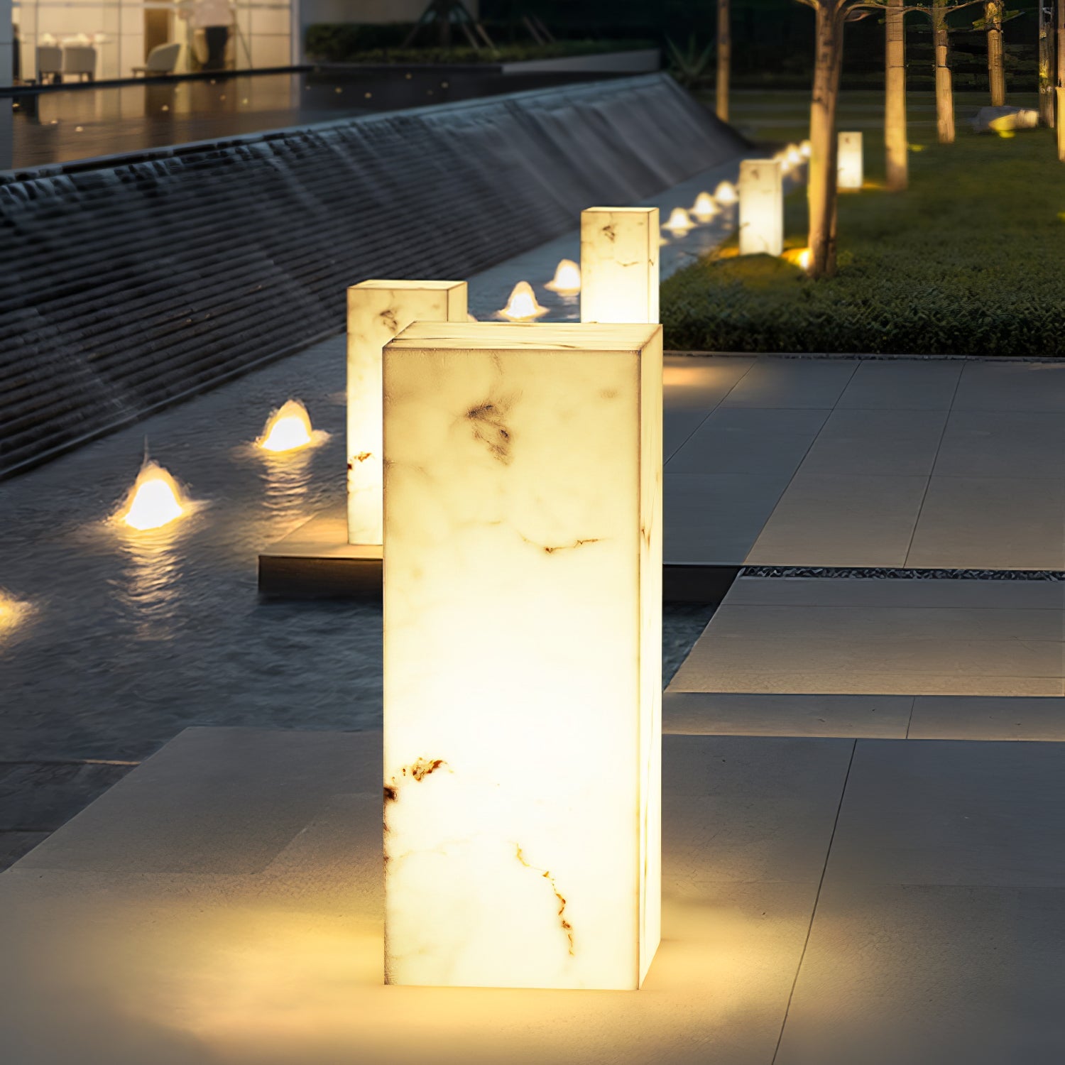 Ray Imitation Marble Cube Outdoor Light - Blowlighting