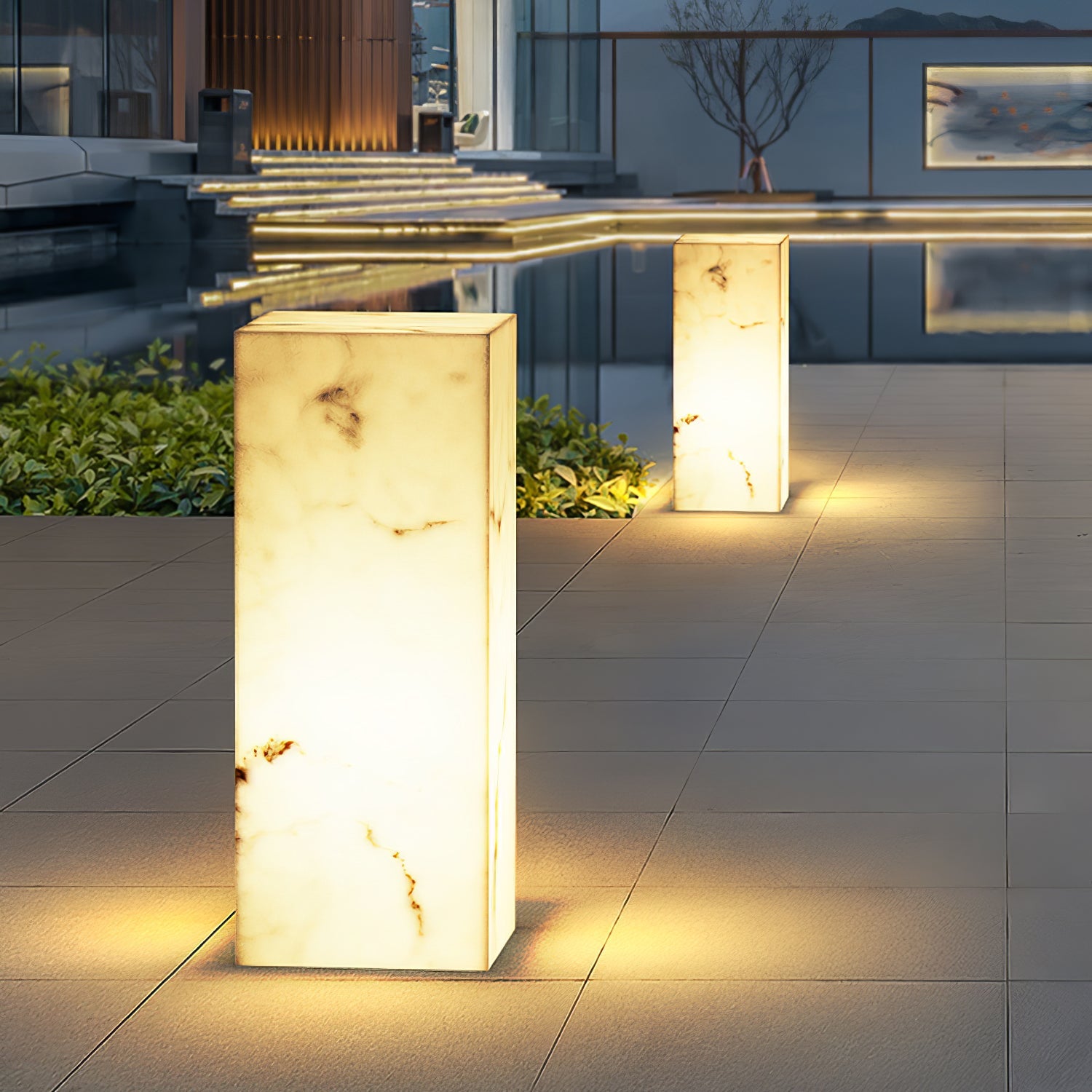 Ray Imitation Marble Cube Outdoor Light - Blowlighting