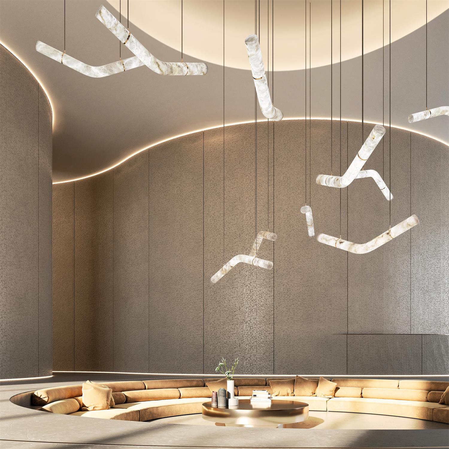 Luste Alabaster Closed-loop Pendant Light Chandelier - Blowlighting