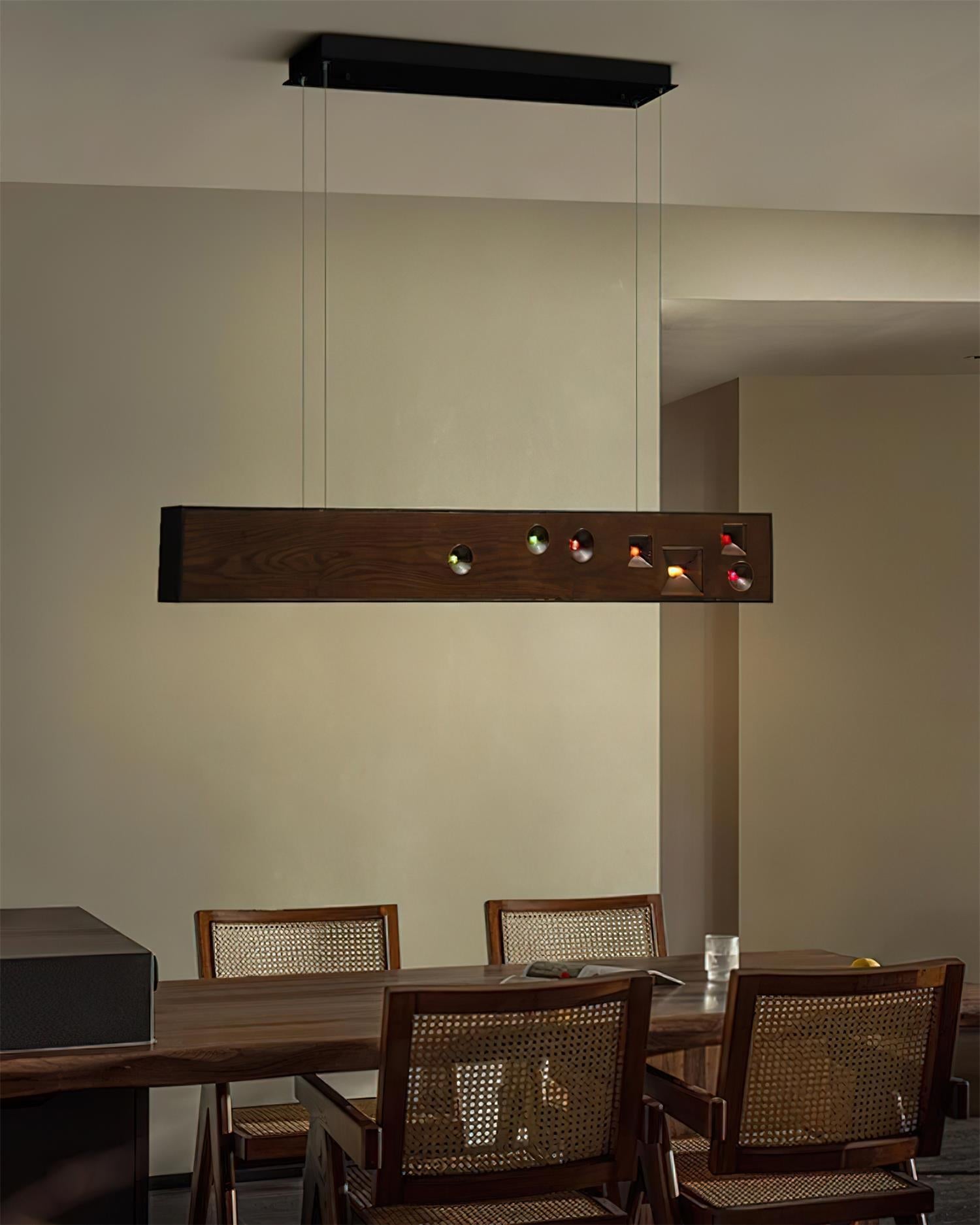 Inlaid Oriental Wood Constellation Chandelier