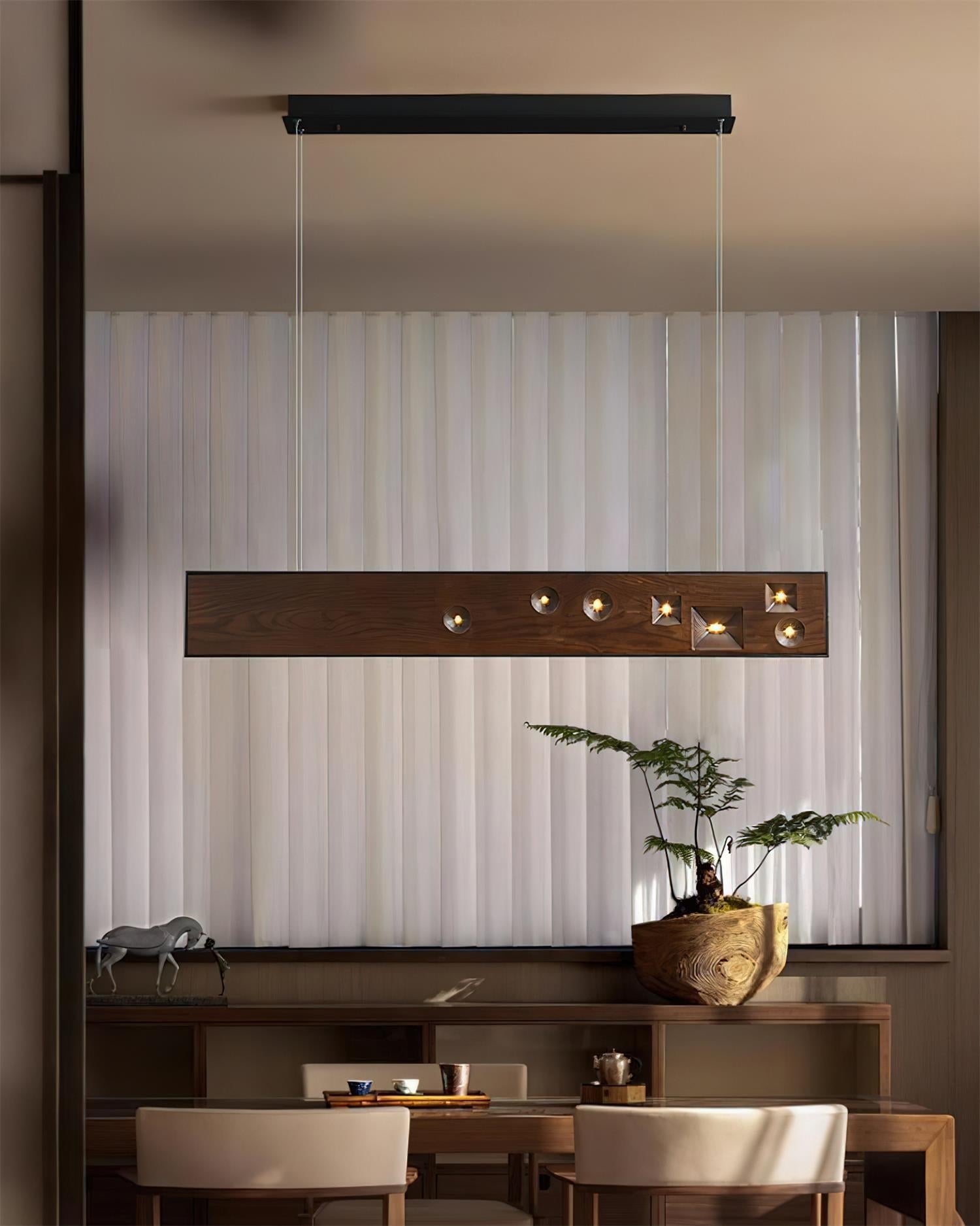 Inlaid Oriental Wood Constellation Chandelier