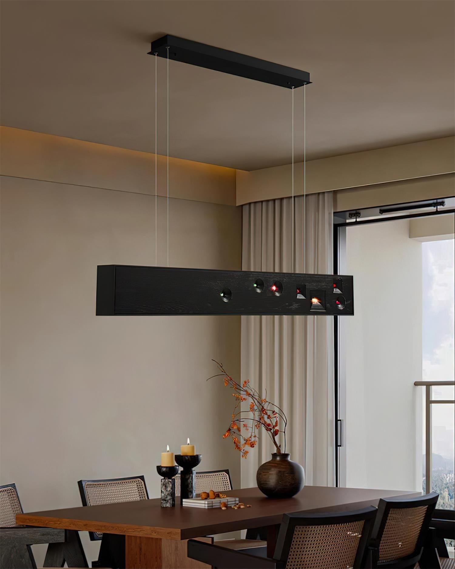 Inlaid Oriental Wood Constellation Chandelier