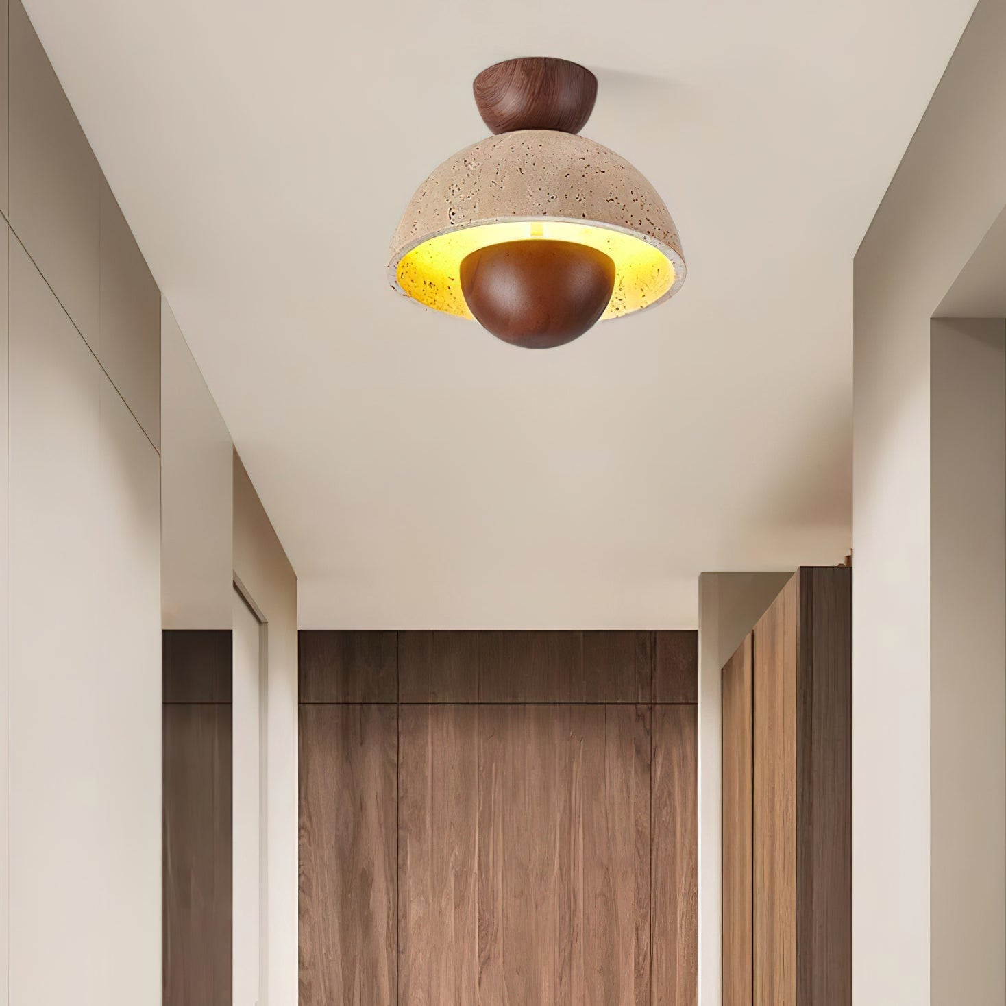 Arinisra Mushroom Shaped Travertine Ceiling Light - Blowlighting