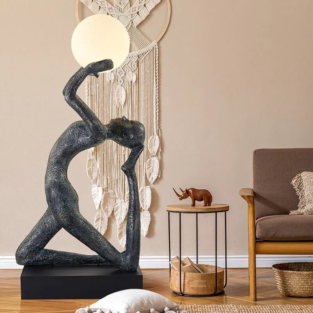 Evvinyra Contorted Black Metal Floor Lamp - Blowlighting
