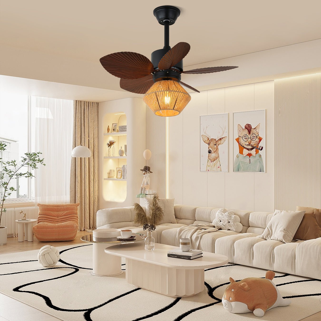 Solaya Tropical Rattan Ceiling Fan Light - Blowlighting
