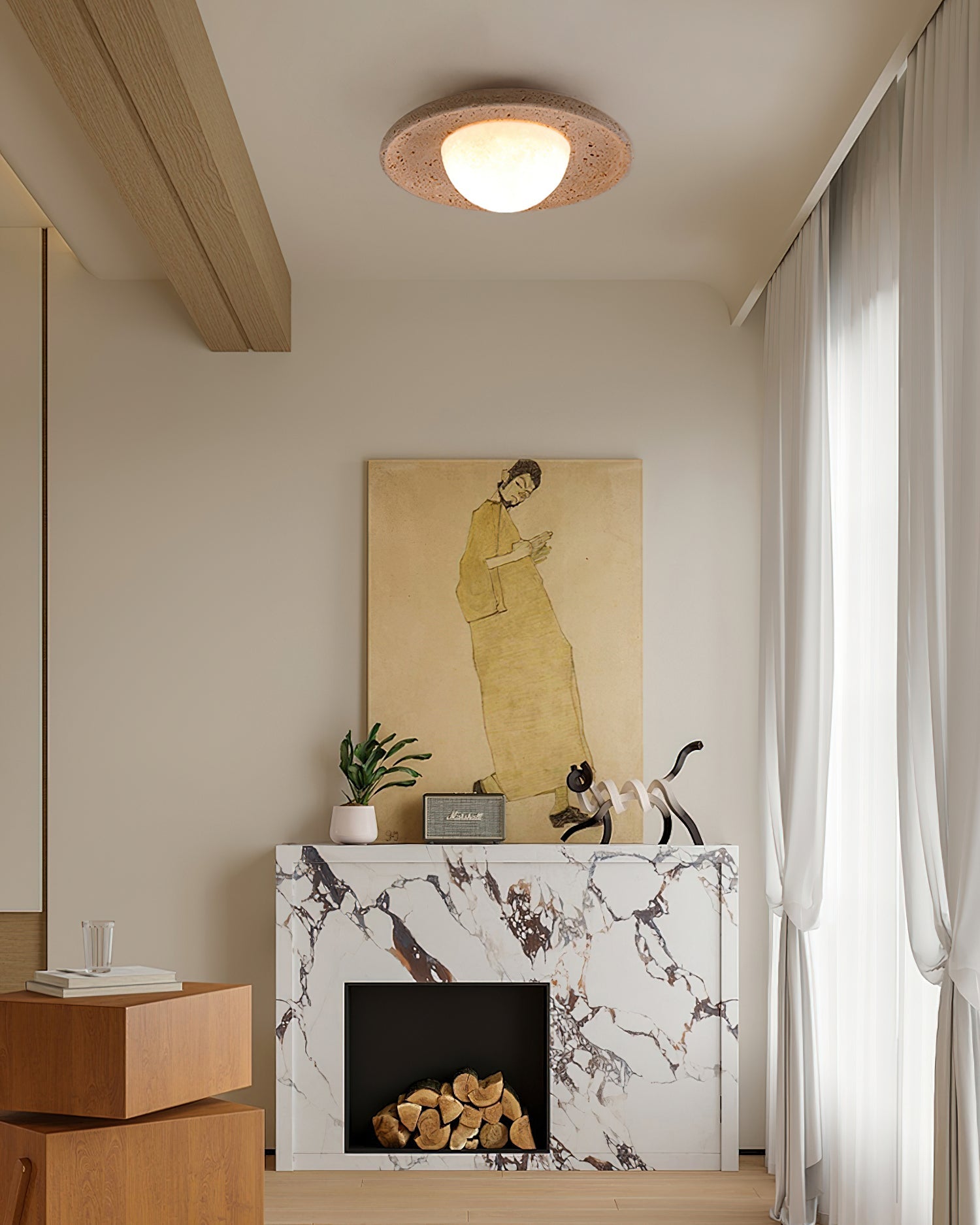 Jenny Wabi-Sabi Travertine Ceiling Light