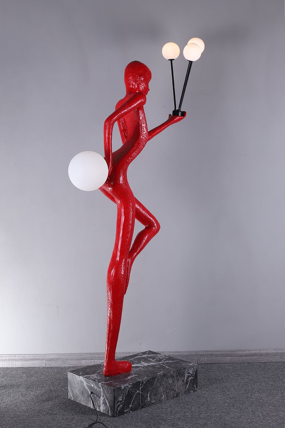 Jovian Juggler Black Metal Sculptural Floor Lamp - Blowlighting