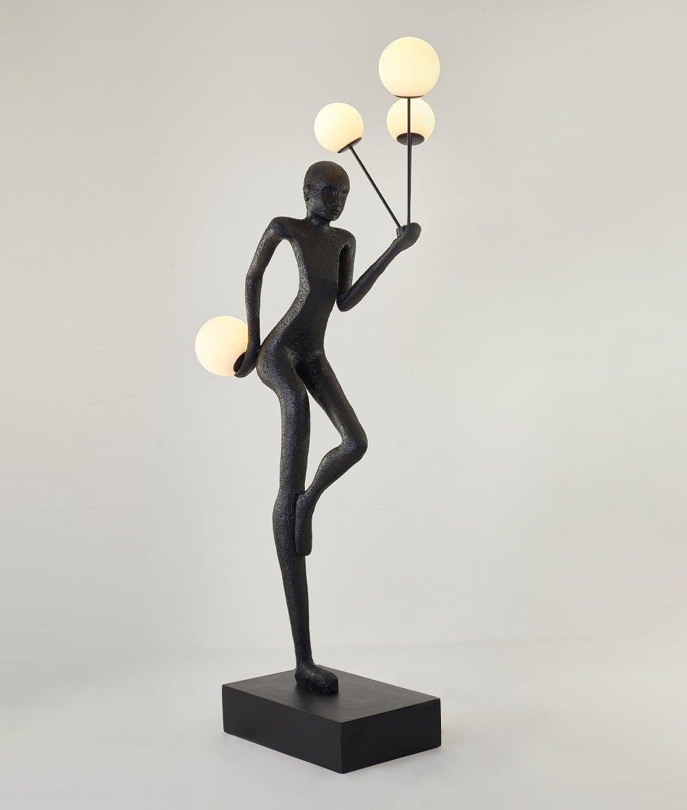 Jovian Juggler Black Metal Sculptural Floor Lamp - Blowlighting