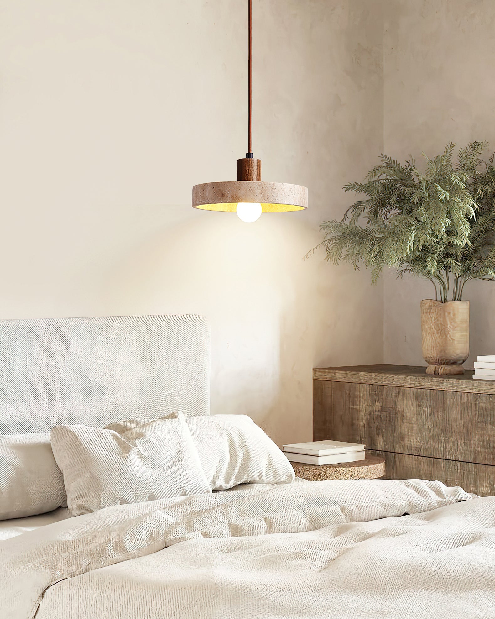 Kairi Wabi-Sabi Travertine Pendant Light