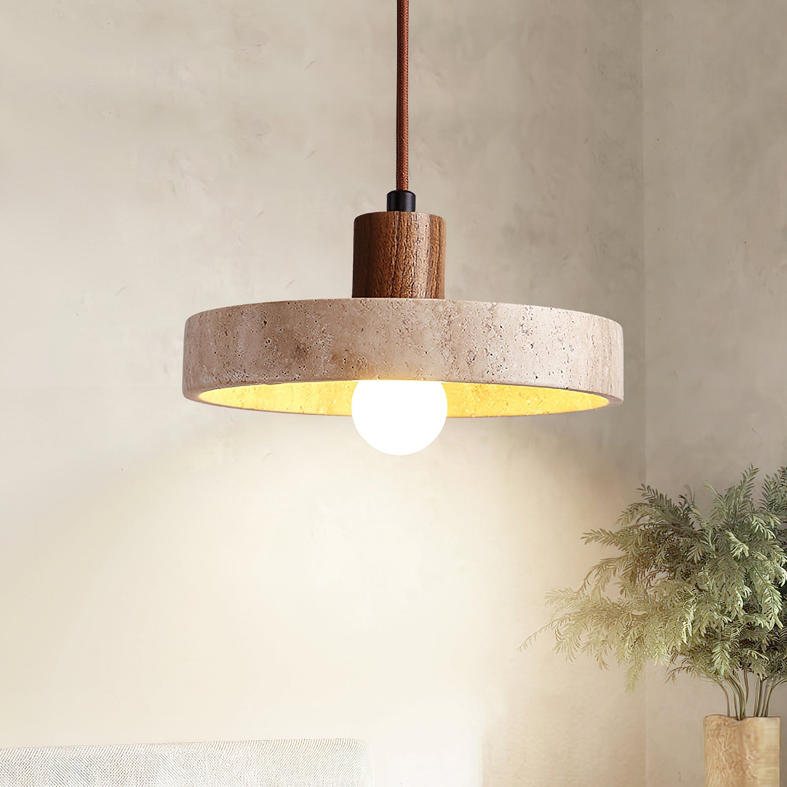 Kairi Wabi-Sabi Travertine Pendant Light