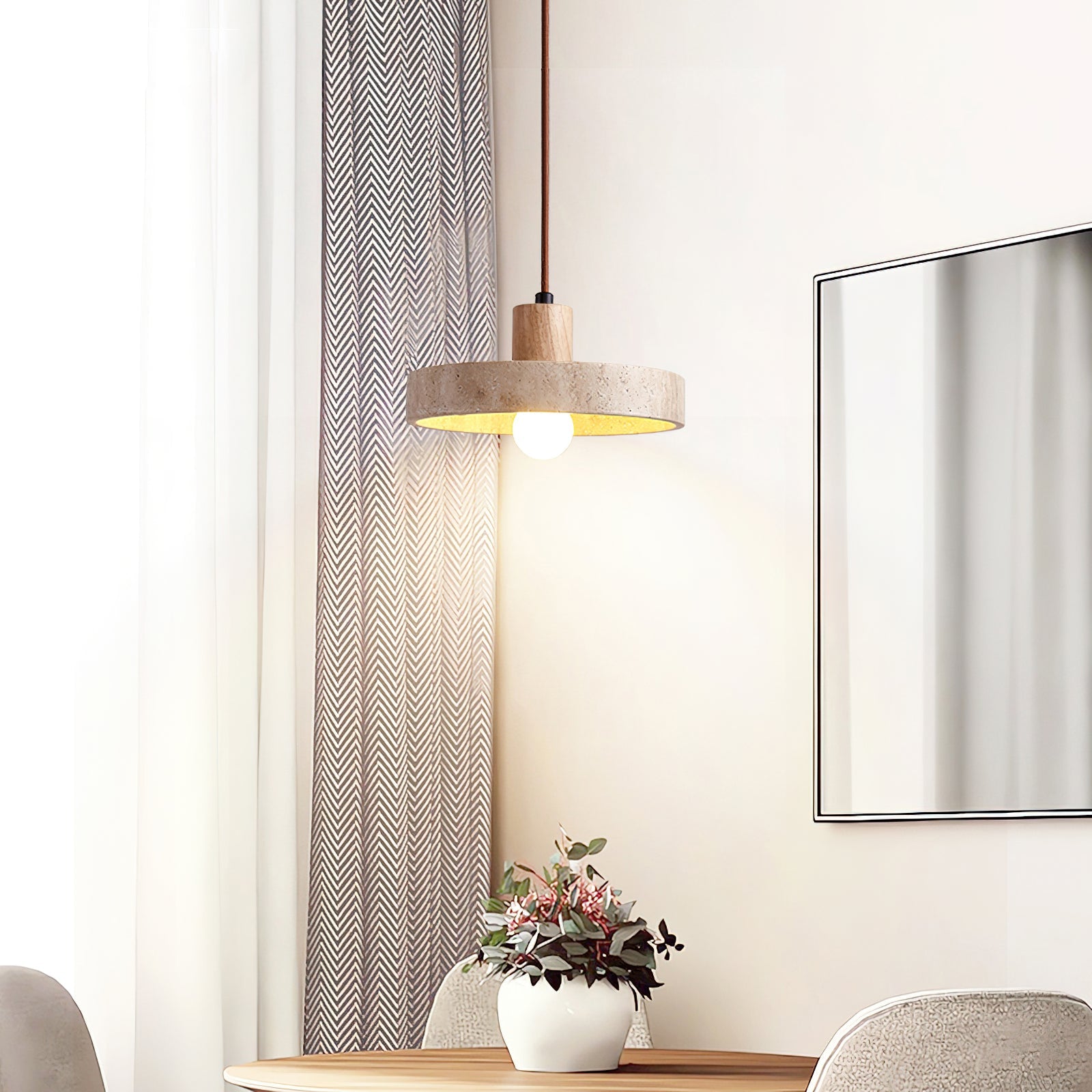 Kairi Wabi-Sabi Travertine Pendant Light