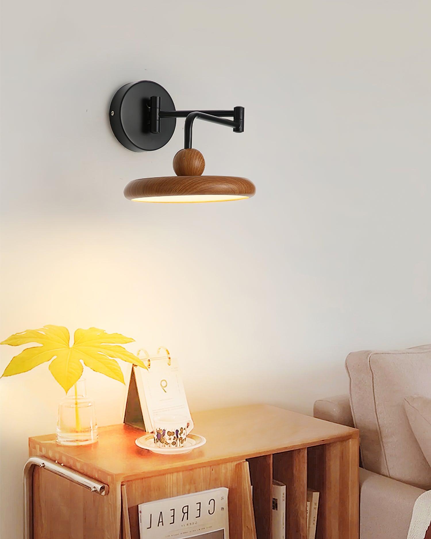 Kenshika Wooden Disc Black Wall Light - Blowlighting