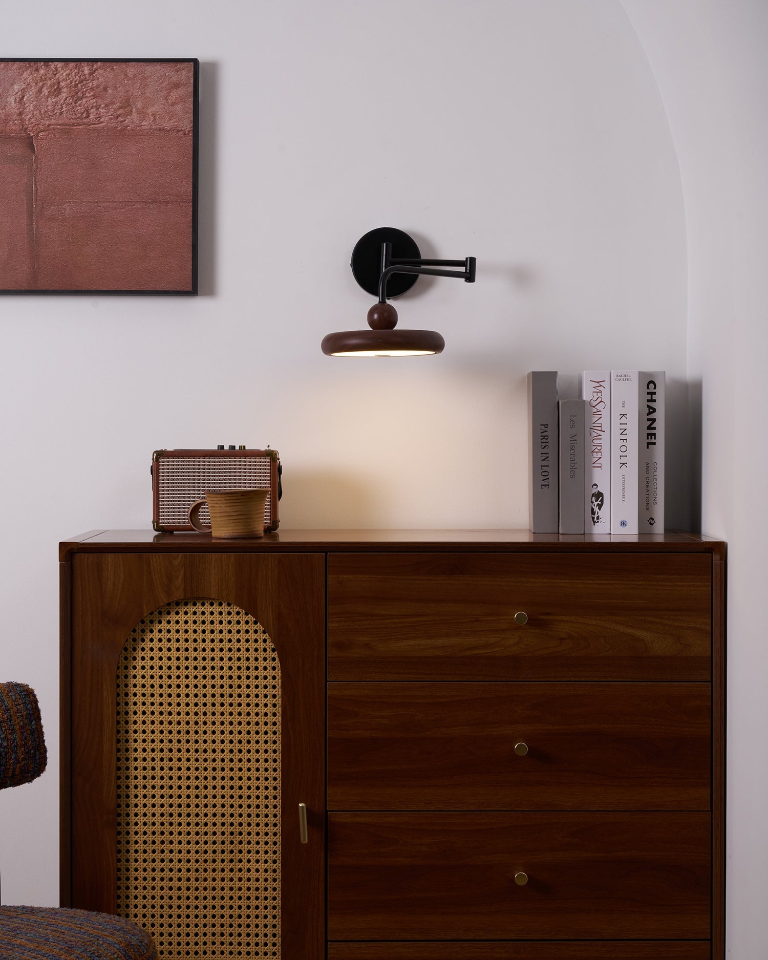 Kenshika Wooden Disc Black Wall Light - Blowlighting