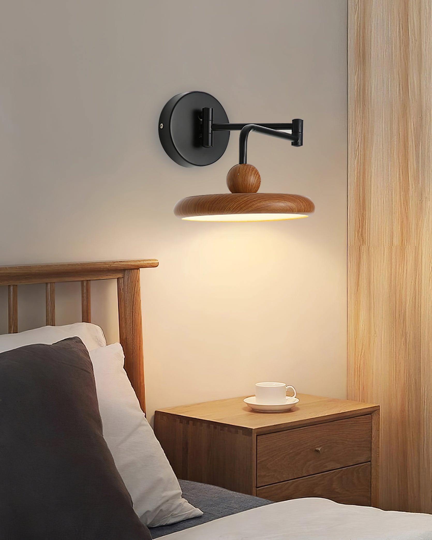 Kenshika Wooden Disc Black Wall Light - Blowlighting