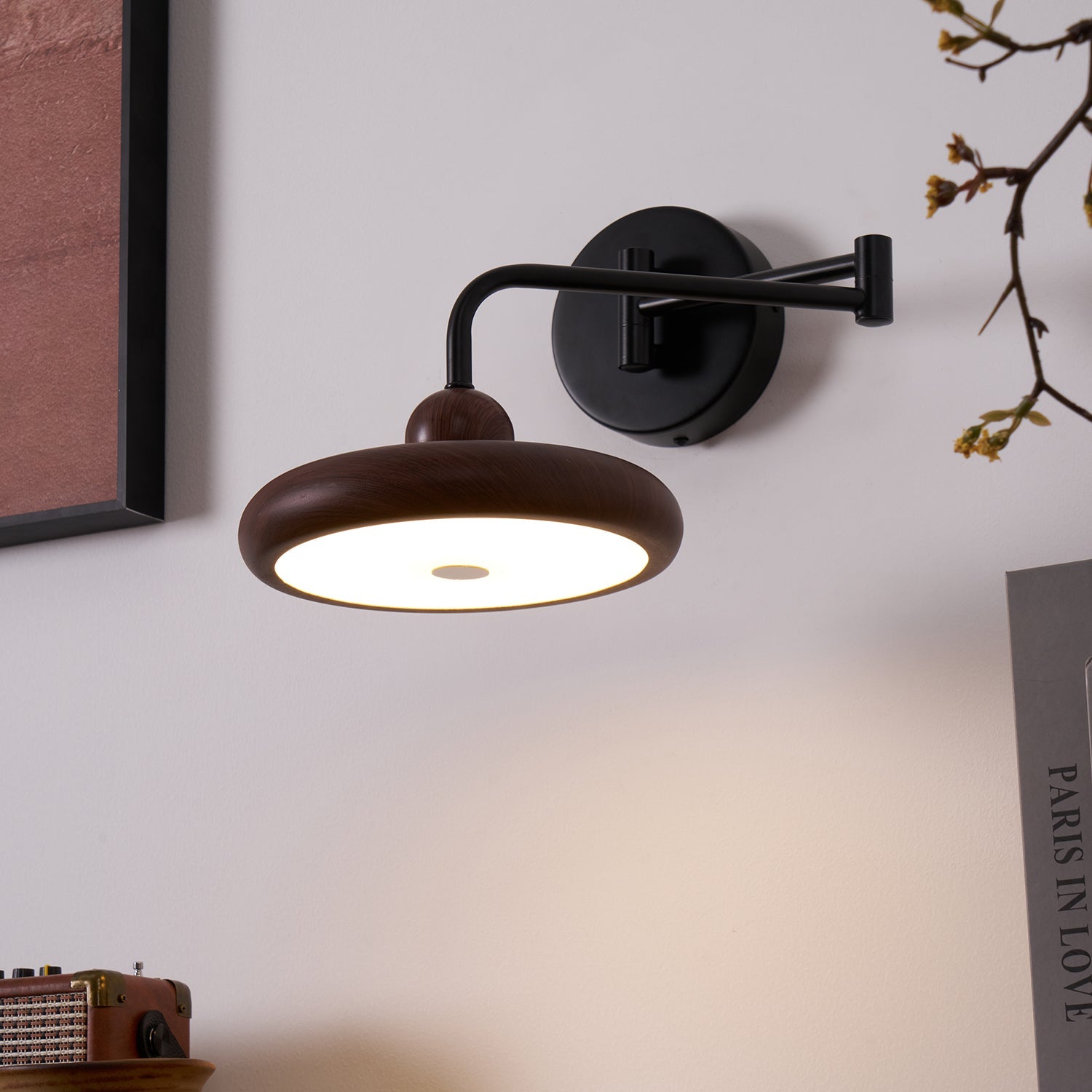 Kenshika Wooden Disc Black Wall Light - Blowlighting
