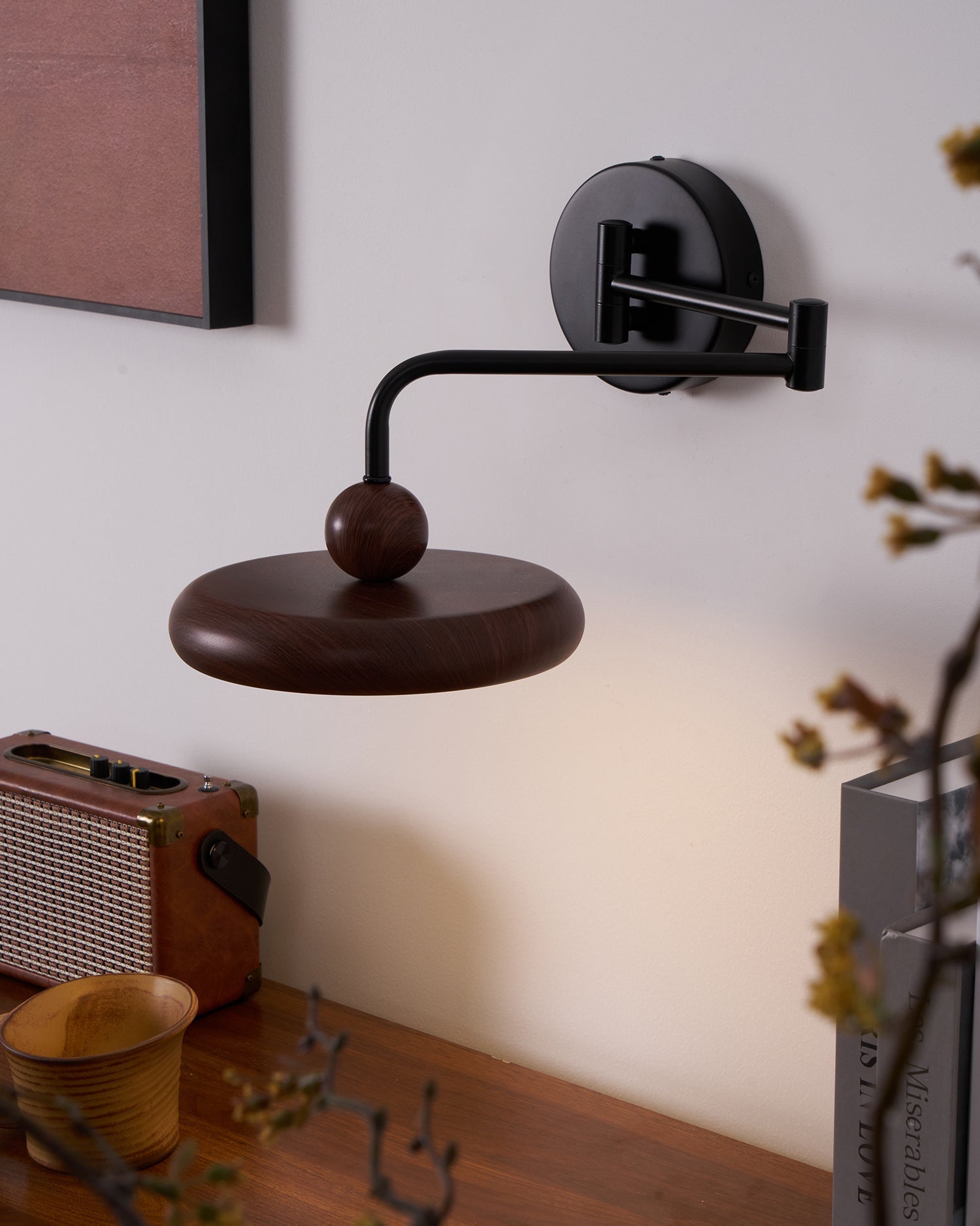 Kenshika Wooden Disc Black Wall Light - Blowlighting