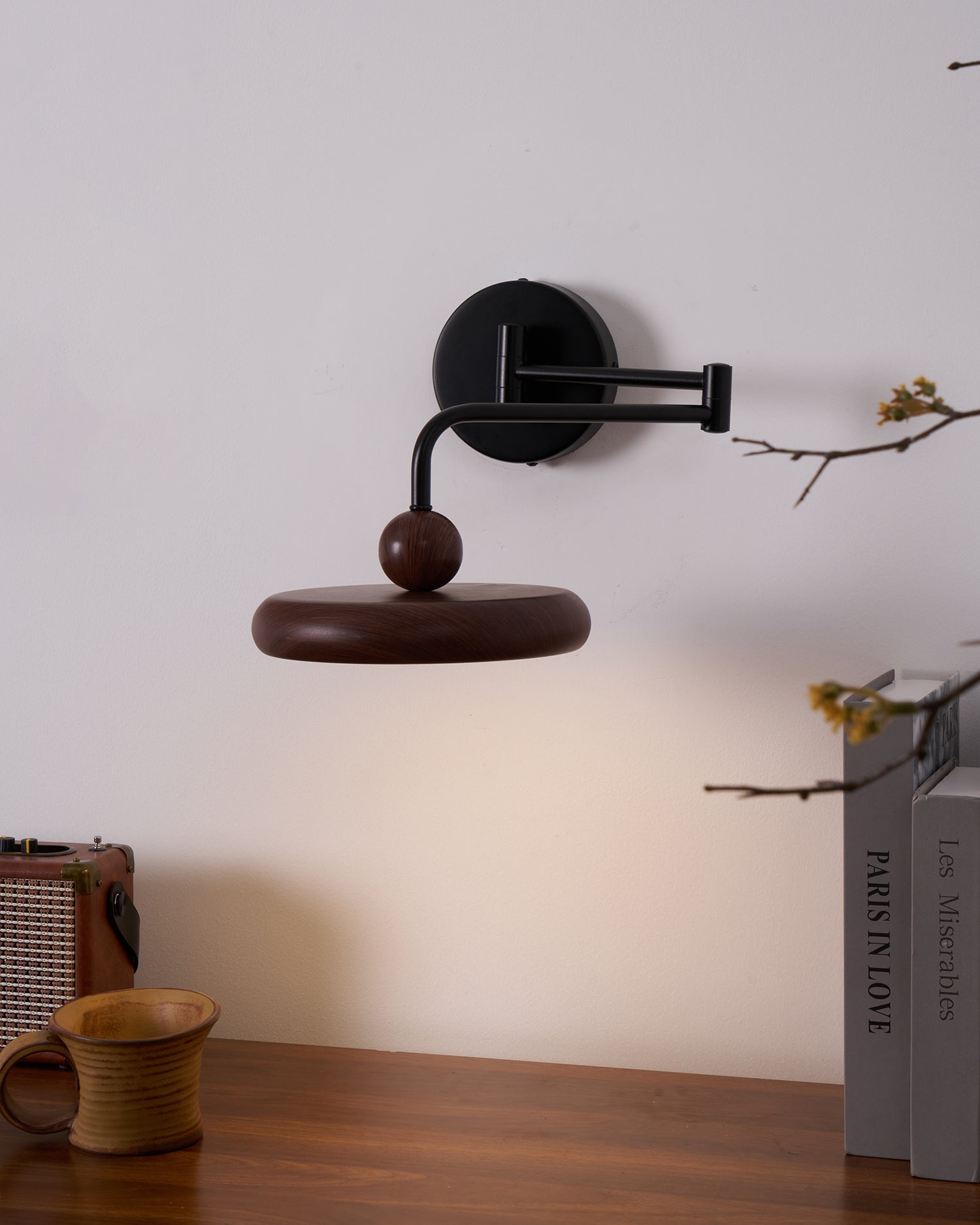 Kenshika Wooden Disc Black Wall Light - Blowlighting