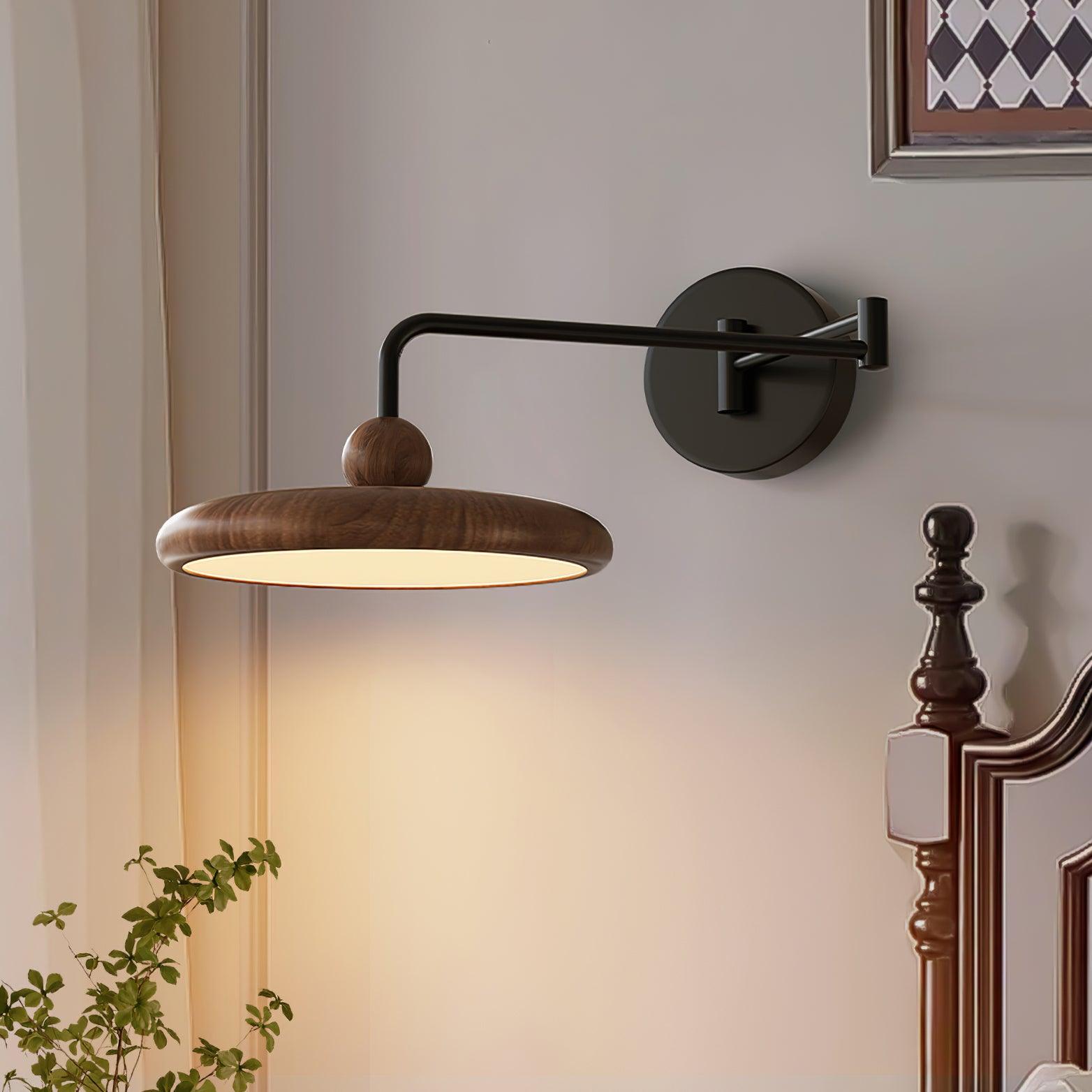 Kenshika Wooden Disc Black Wall Light - Blowlighting