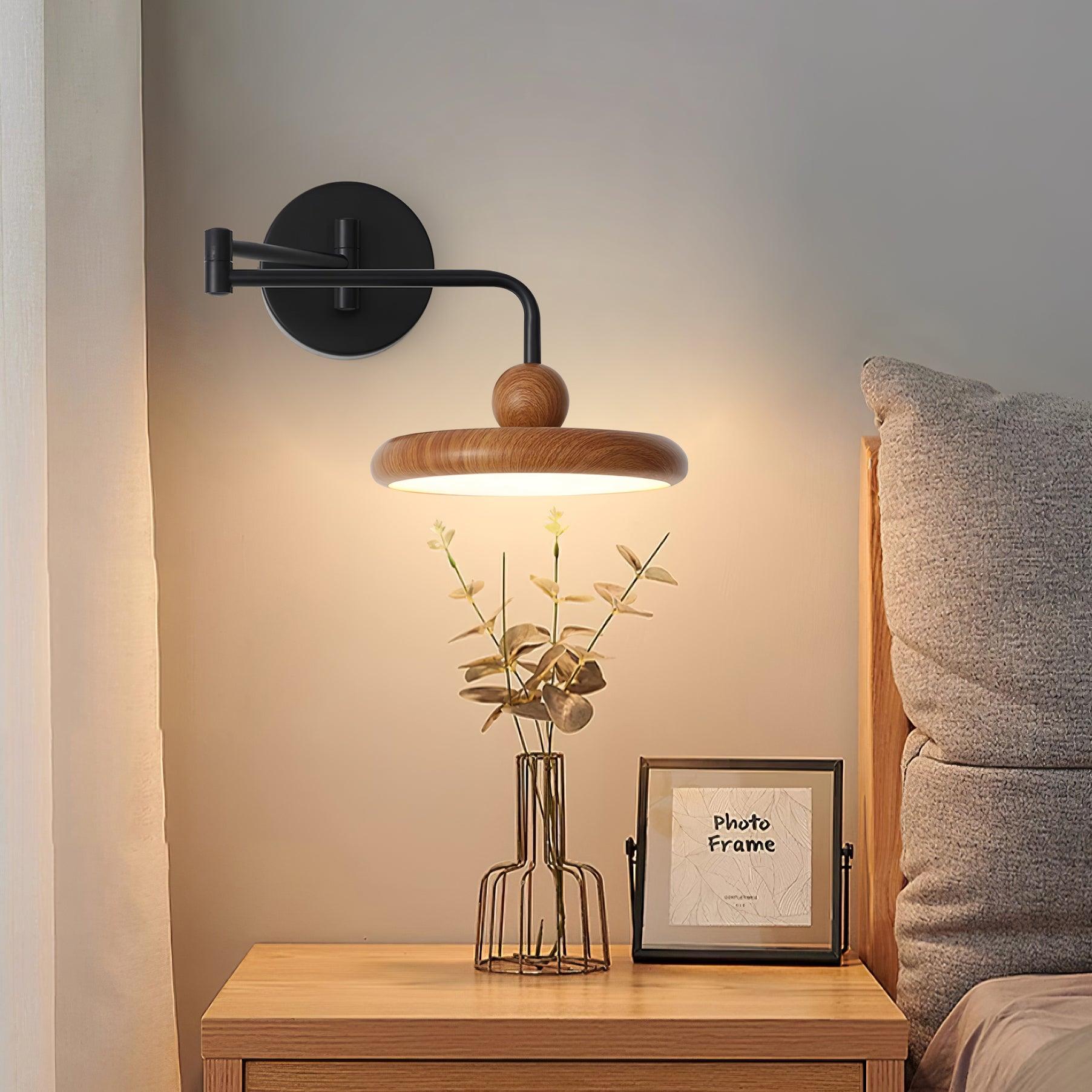 Kenshika Wooden Disc Black Wall Light - Blowlighting